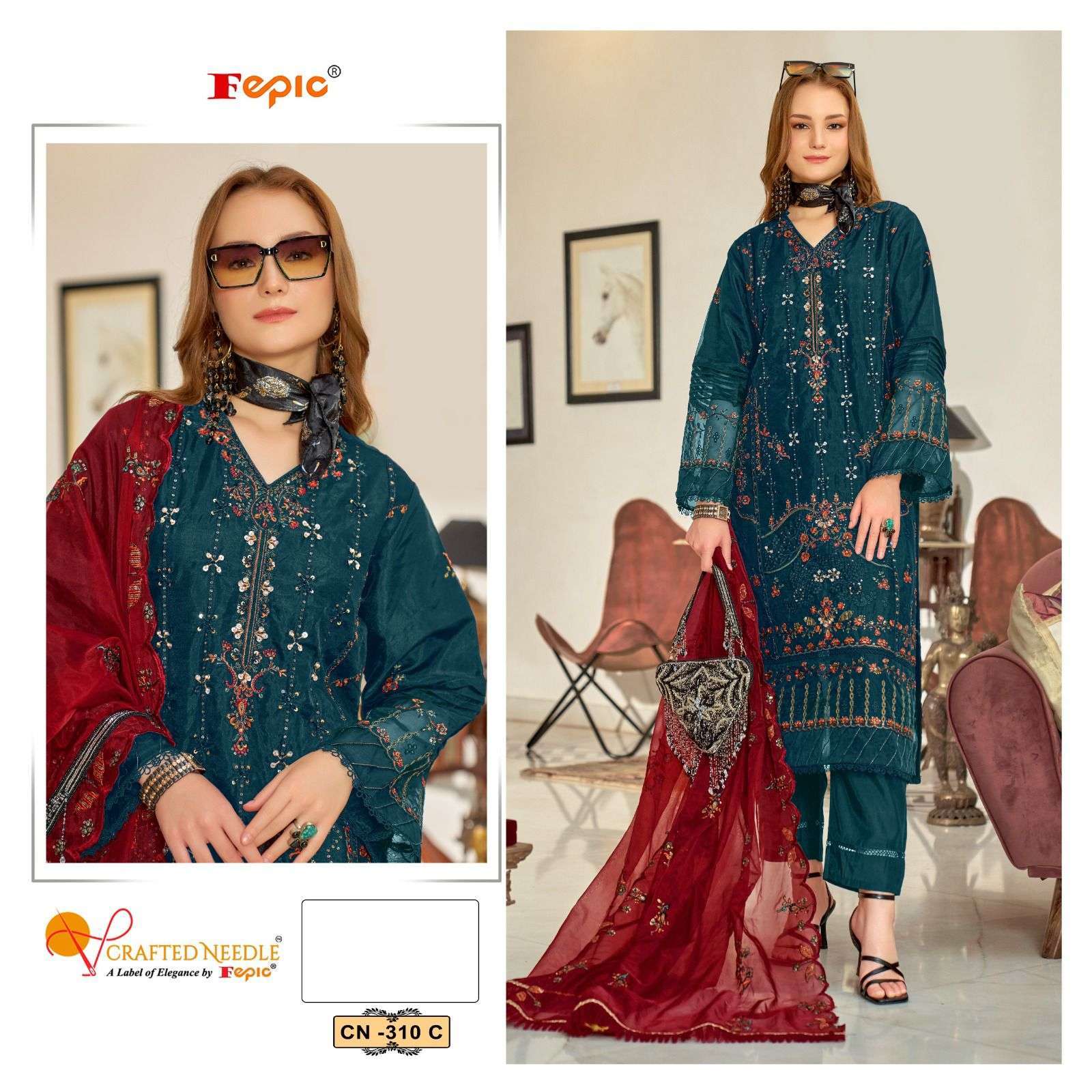 FEPIC CN 310 COLORS PARTYWEAR READYMADE PAKISTANI SUIT COLLECTION WHOLESALER 2024
