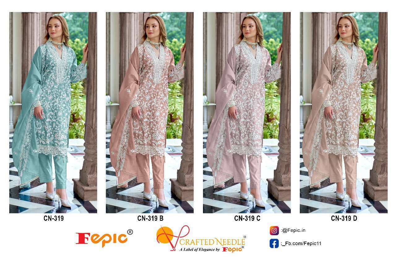 FEPIC CN 319 COLORS READYMADE PAKISTANI DESIGNER SUIT WHOLESALER 2024
