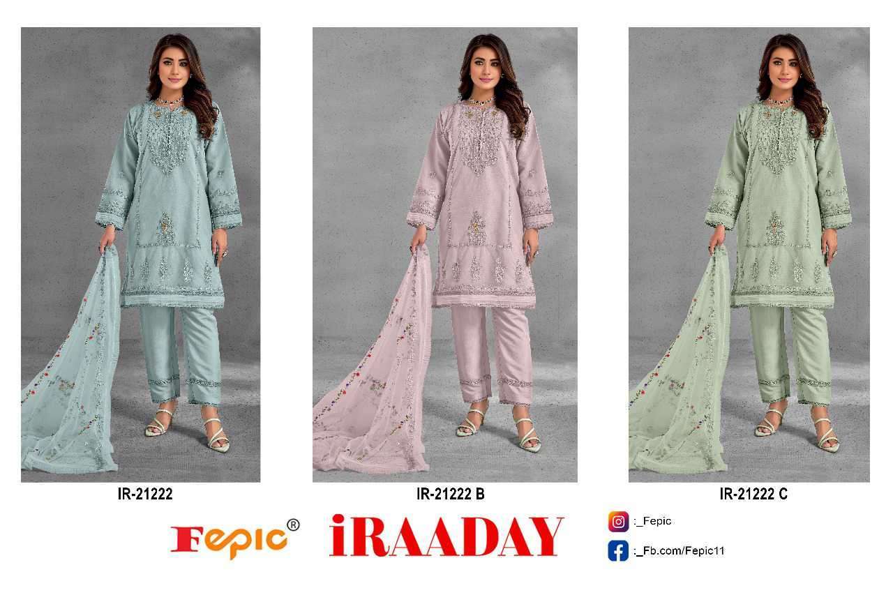 FEPIC IR 21222 COLORS UNSTITCH PAKISTANI SUIT CATALOG SUPPLIER 2024