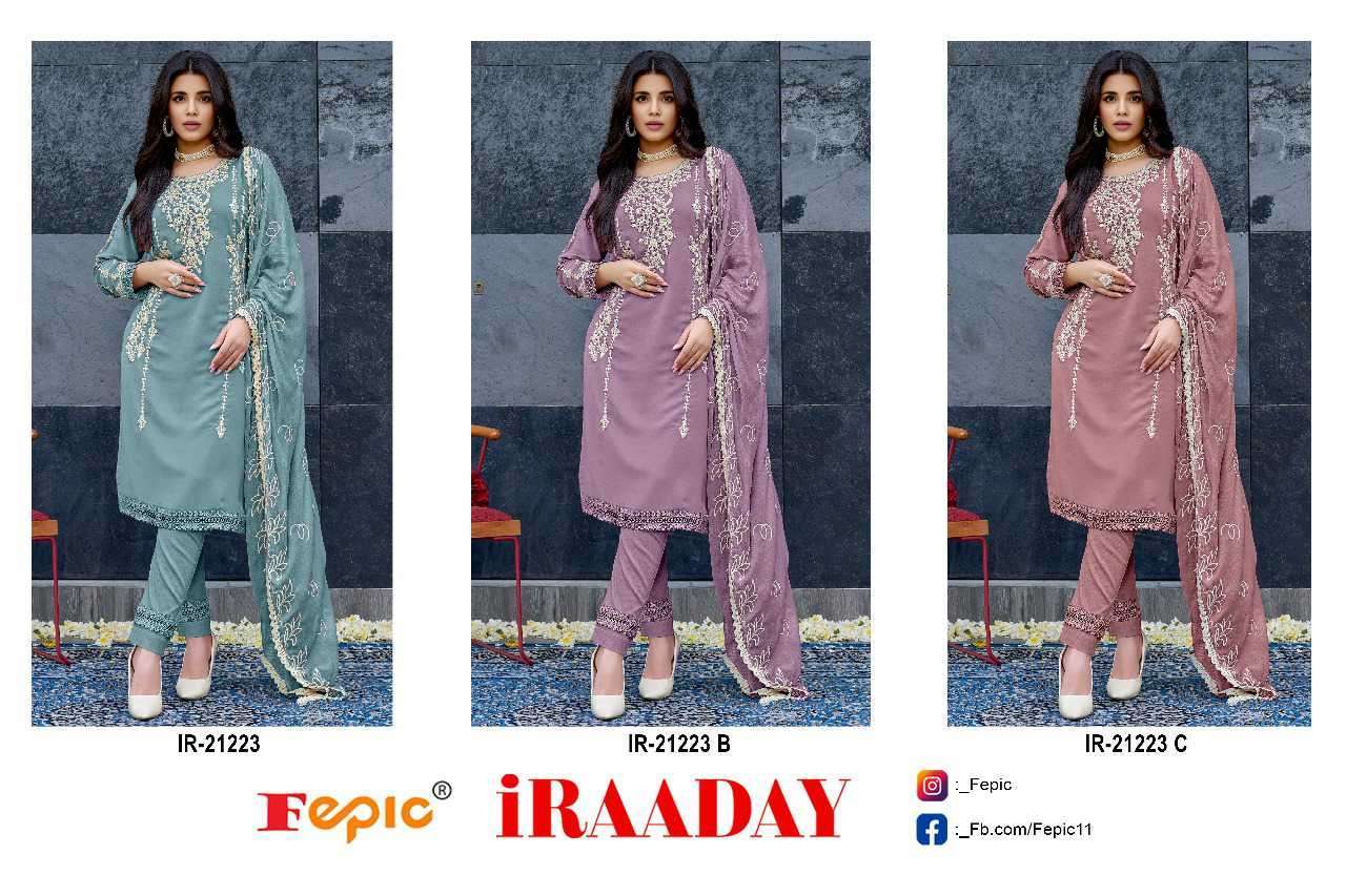 FEPIC IR 21223 COLORS FANCY GEORGETTE PAKISTANI SUIT COLLECTION WHOLESALER 2024