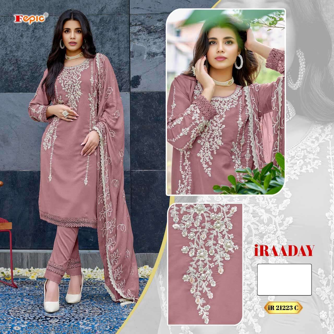 FEPIC IR 21223 COLORS FANCY GEORGETTE PAKISTANI SUIT COLLECTION WHOLESALER 2024