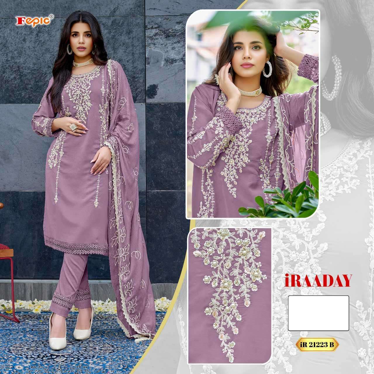 FEPIC IR 21223 COLORS FANCY GEORGETTE PAKISTANI SUIT COLLECTION WHOLESALER 2024