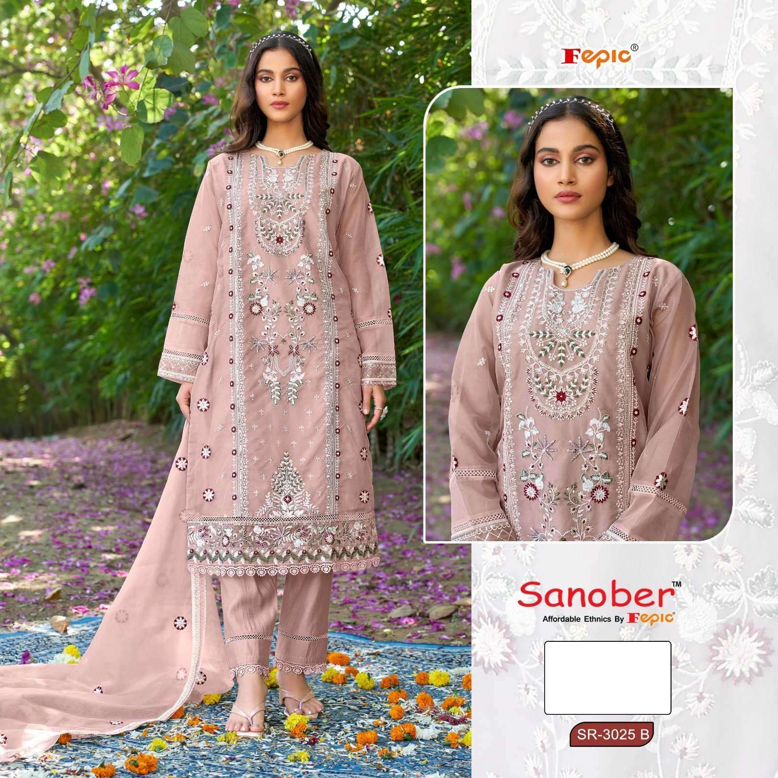 FEPIC SR 3025 COLORS PAKISTANI READYMADE ORGANZA SUIT EXPORTER 2024