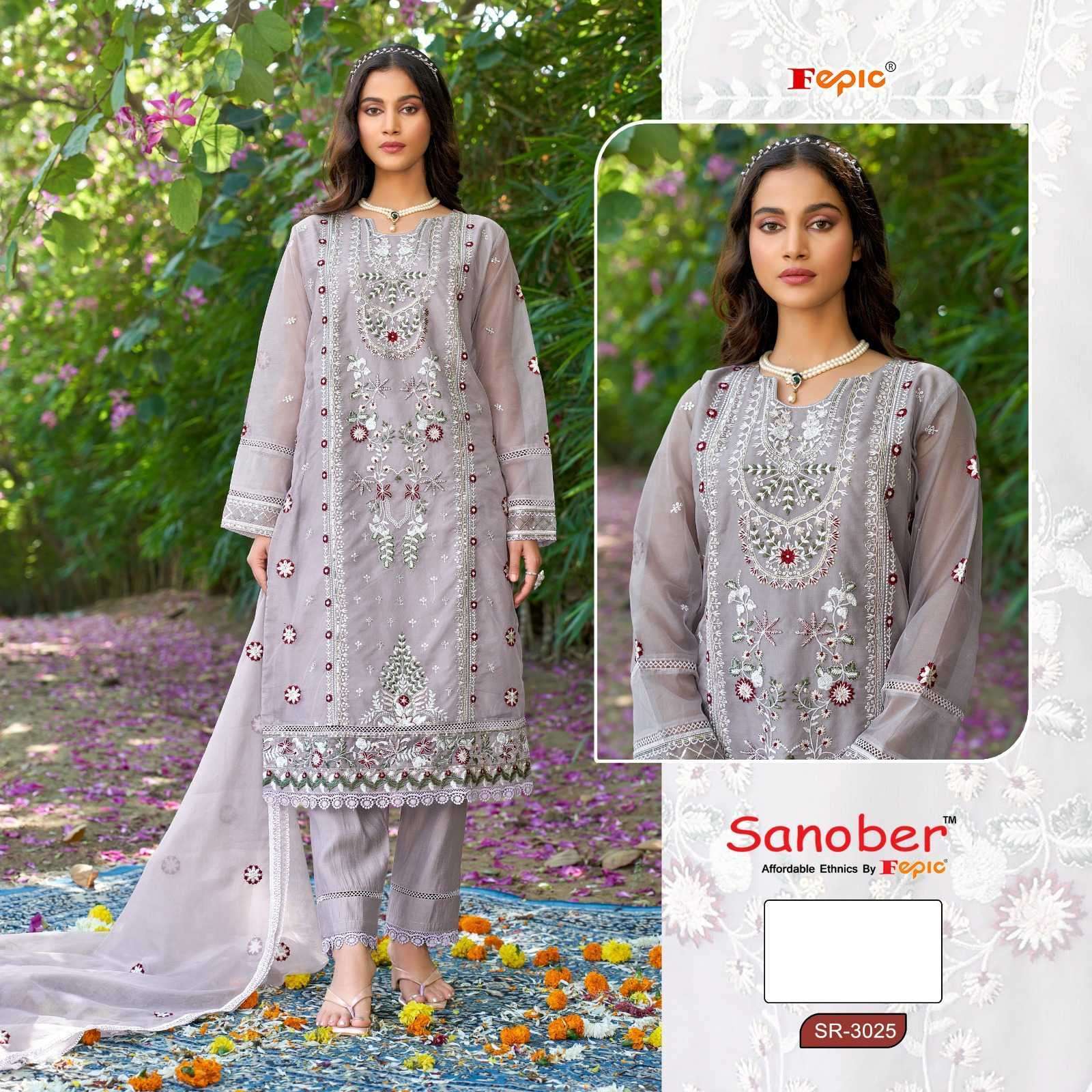 FEPIC SR 3025 COLORS PAKISTANI READYMADE ORGANZA SUIT EXPORTER 2024