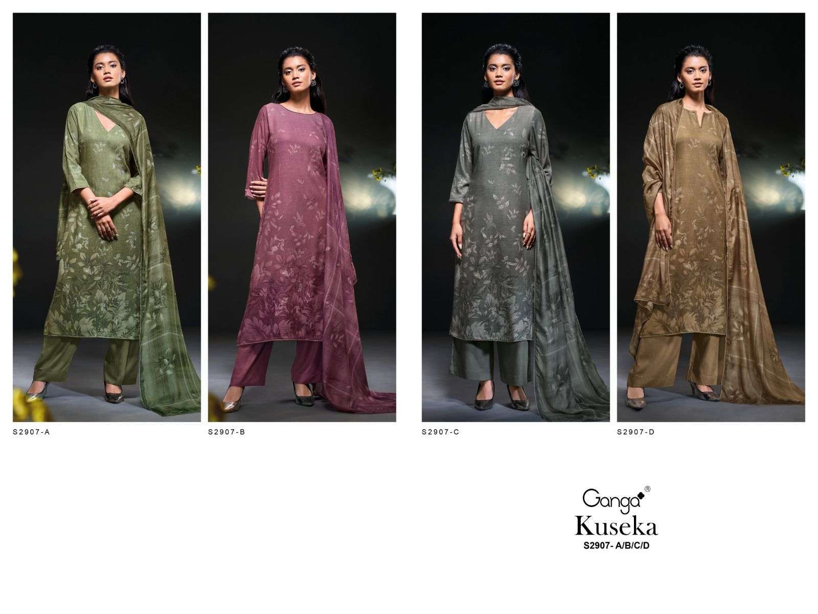 GANGA FASHION KUSEKA 2907 PURE PASHMINA WINTER SUIT CATALOGUE WHOLESALER 2024