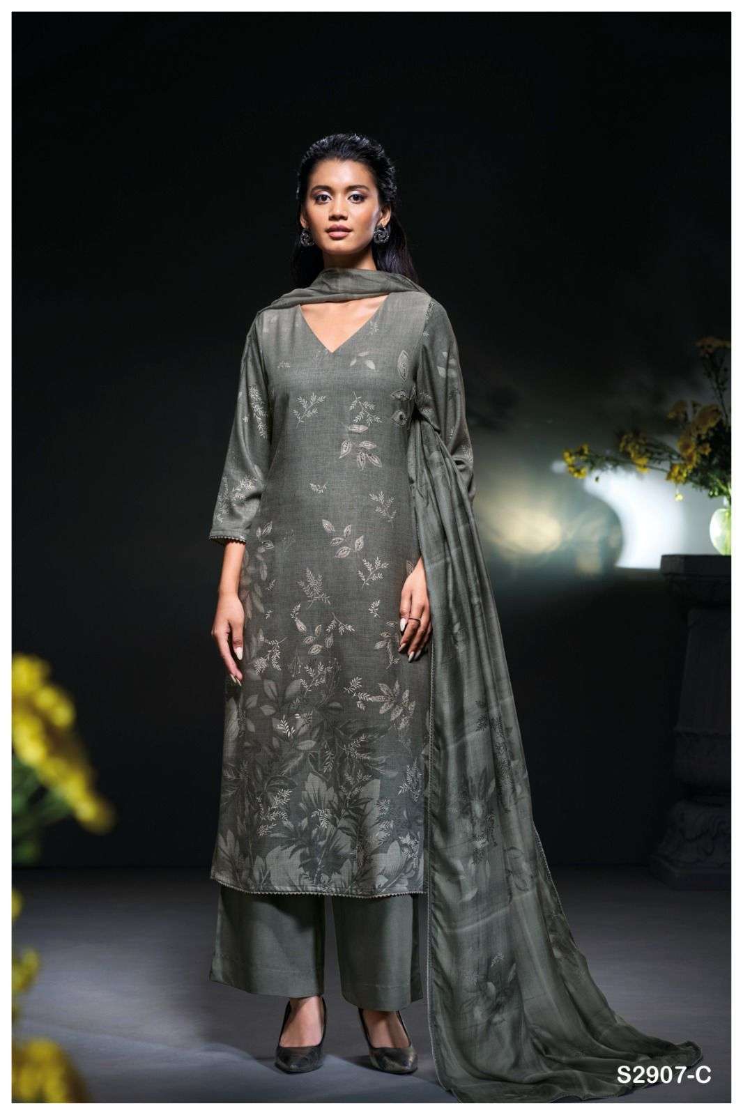 GANGA FASHION KUSEKA 2907 PURE PASHMINA WINTER SUIT CATALOGUE WHOLESALER 2024