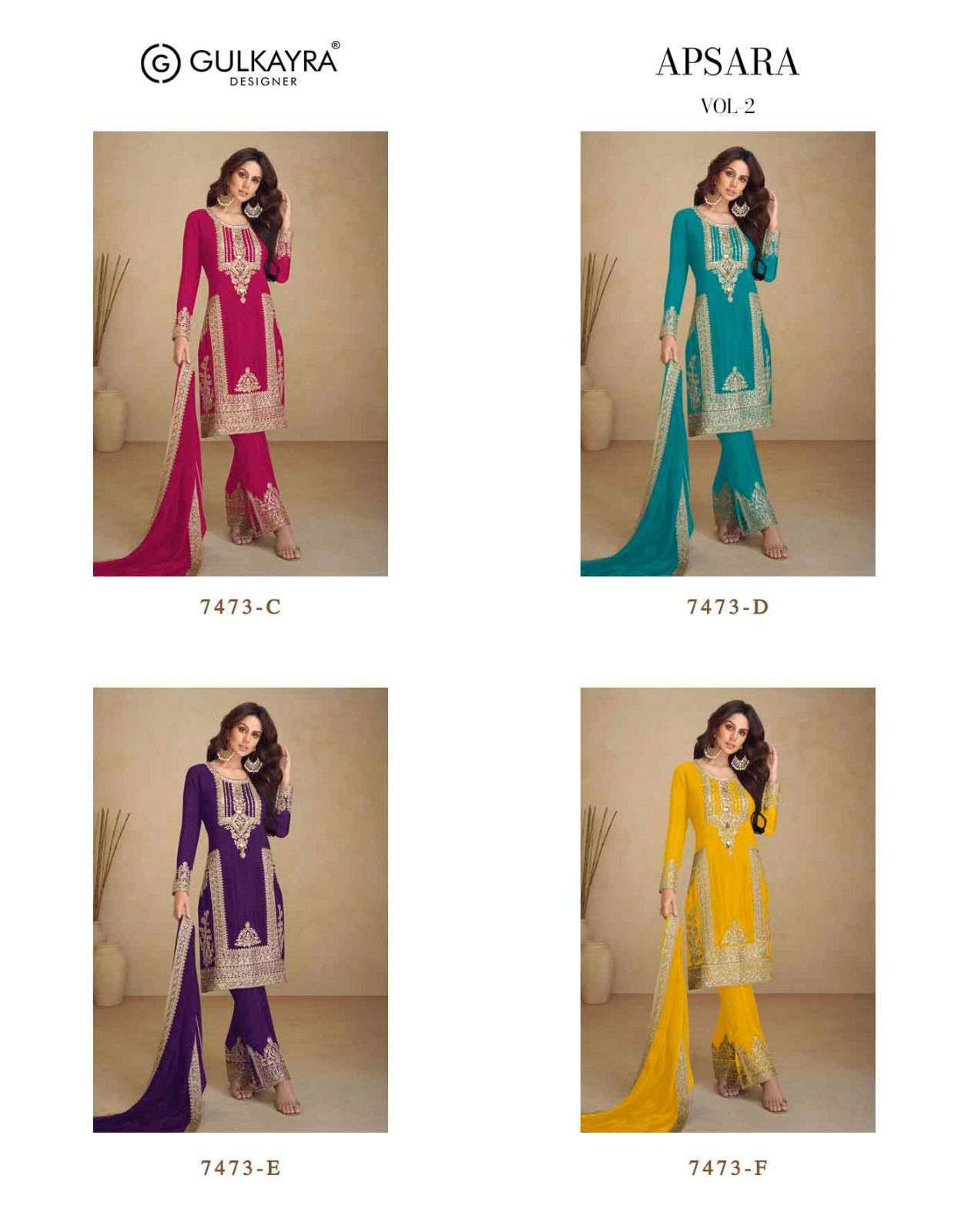 GULKAYRA APSARA VOL 2 7473 COLORS DESIGNER 3 PIECE SET COLLECTION WHOLESALER 2024