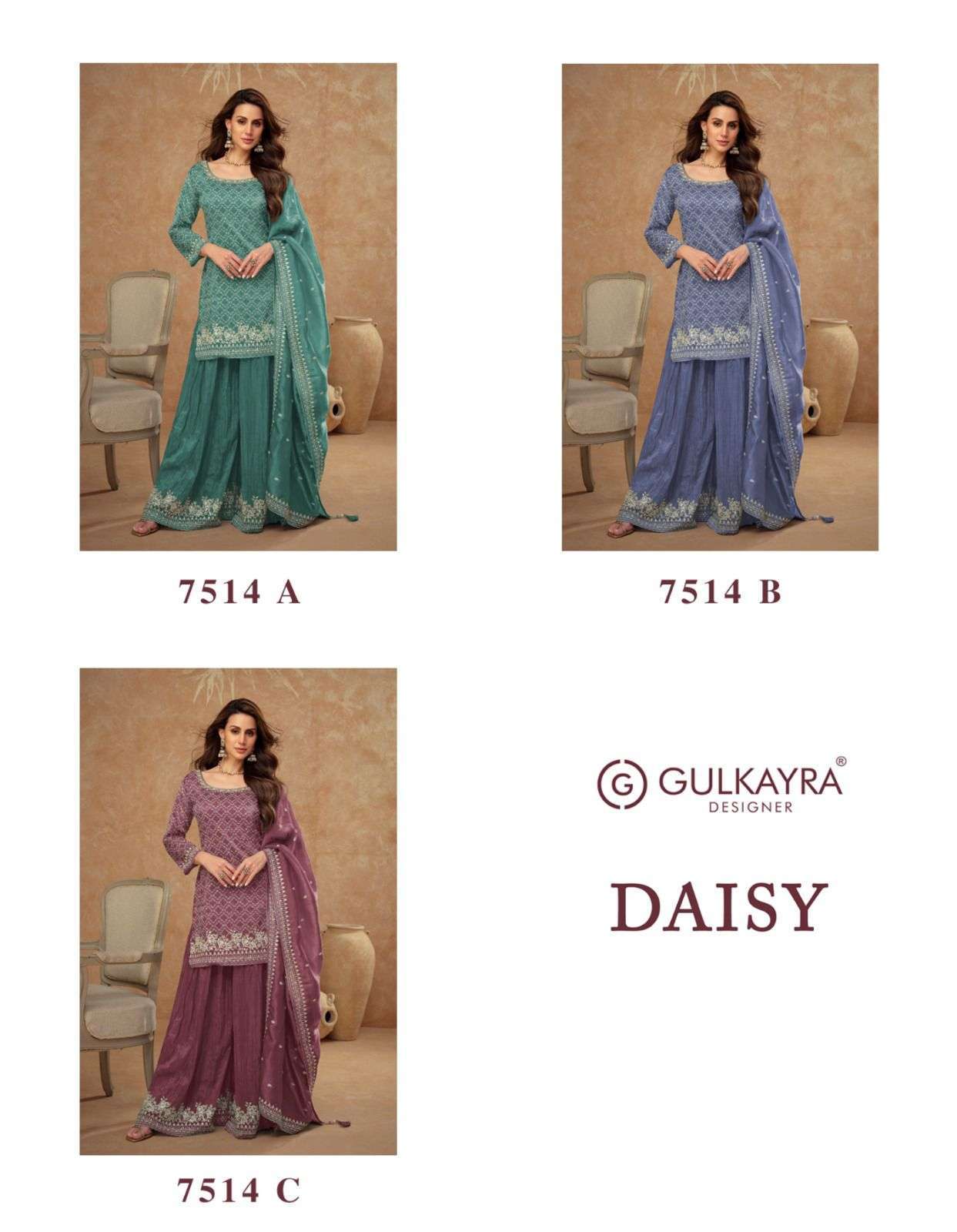 GULKAYRA DAISY 7514 COLORS DESIGNER READYMADE SUTI COLLECTION WHOLESALE PRICE DEALER 2024