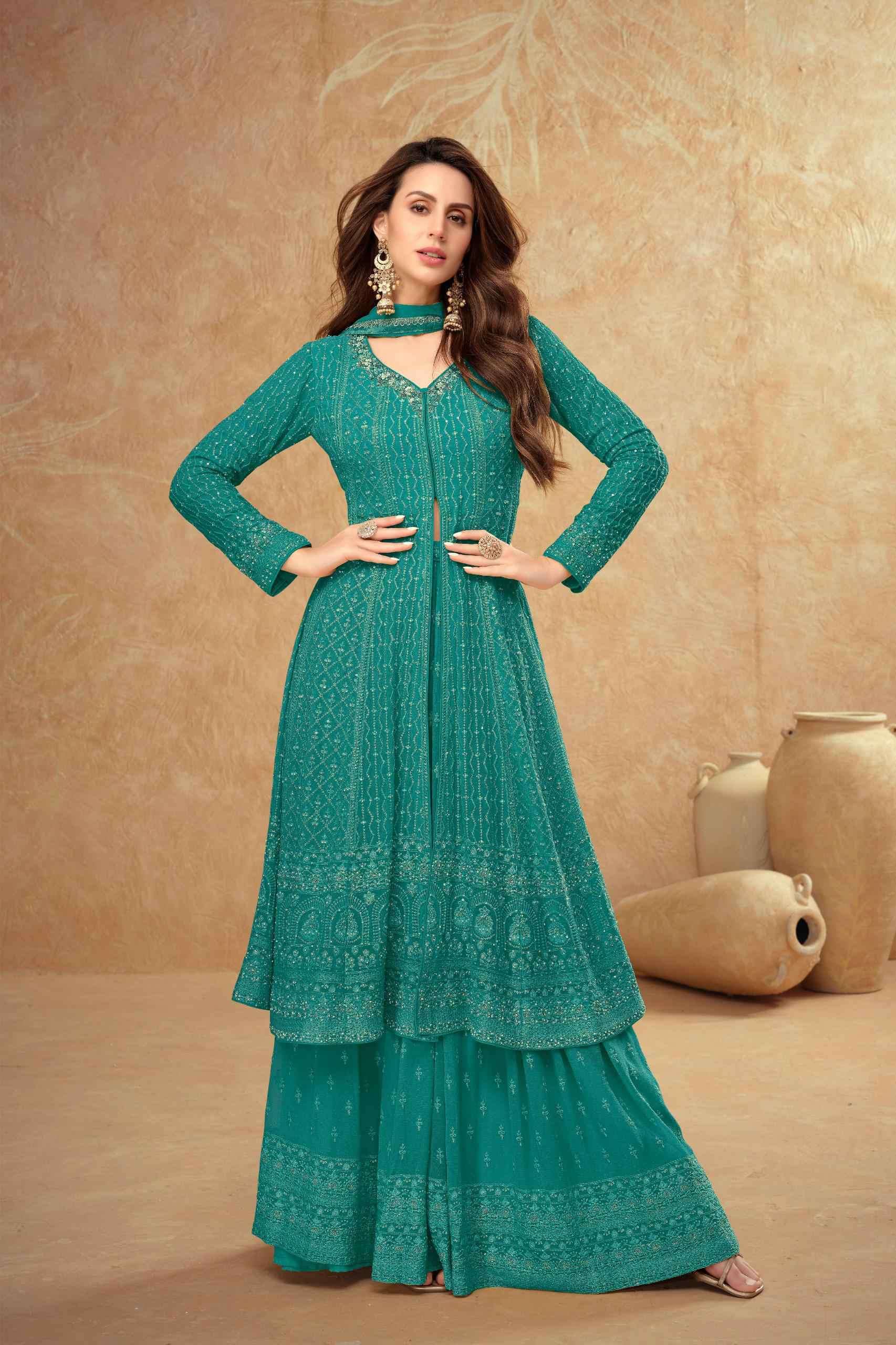 GULKAYRA FARINA 7513 COLORS DESIGNER INDO WESTERN DRESS COLLECTION WHOLESALER