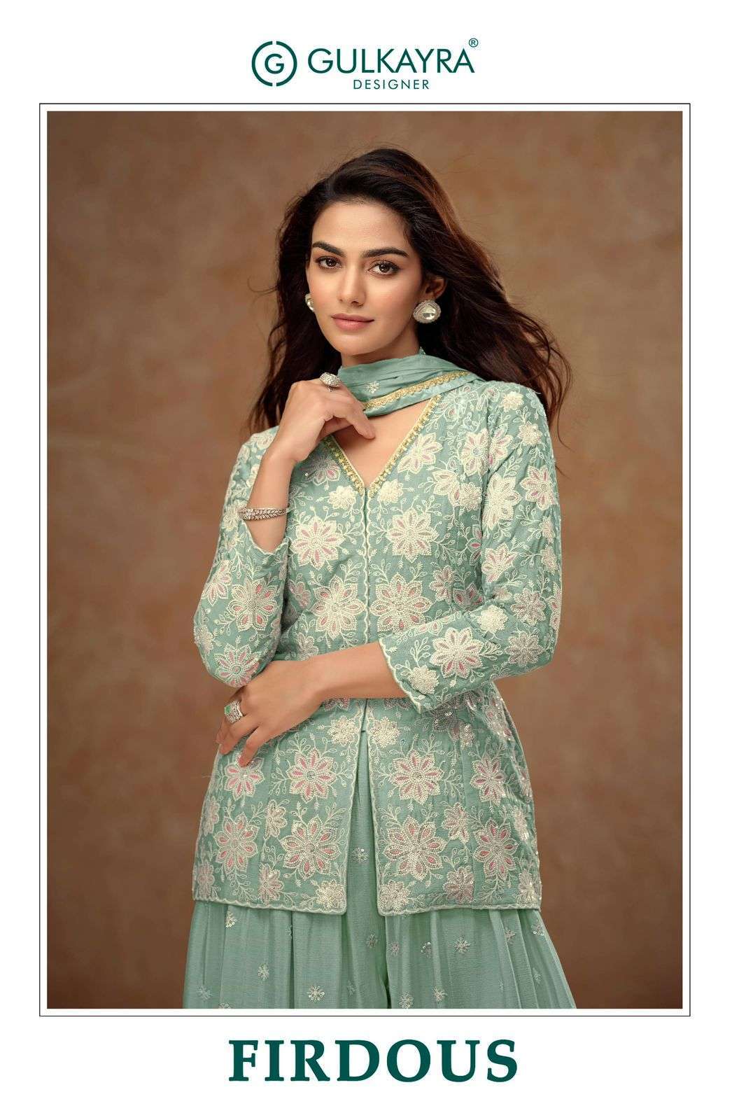 GULKAYRA FIRDOUS 7511 COLORS DESIGNER TOP DUPATTA PALAZOO SET COLLECTION SUPPLIER 