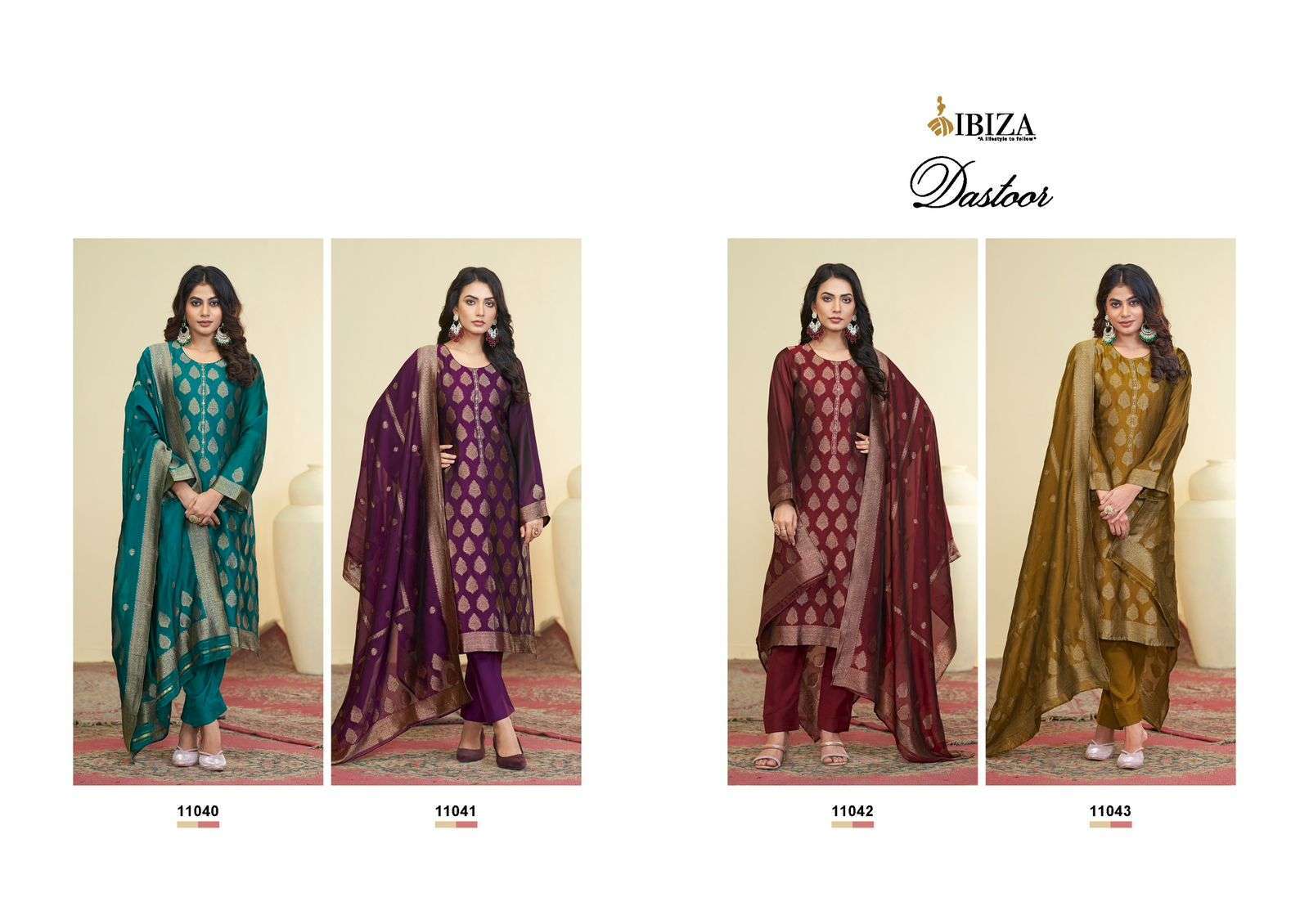 IBIZA DASTOOR DESIGNER BANGLORI SILK LADIES SUIT CATALOGUE WHOLESALER 
