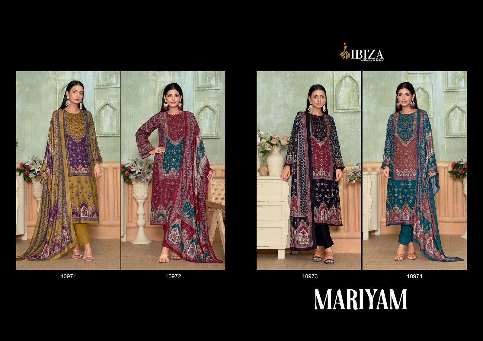IBIZA MARIYAM FANCY HANDWORK PASHMINA SUIT CATALOGUE WHOLESALER 2024