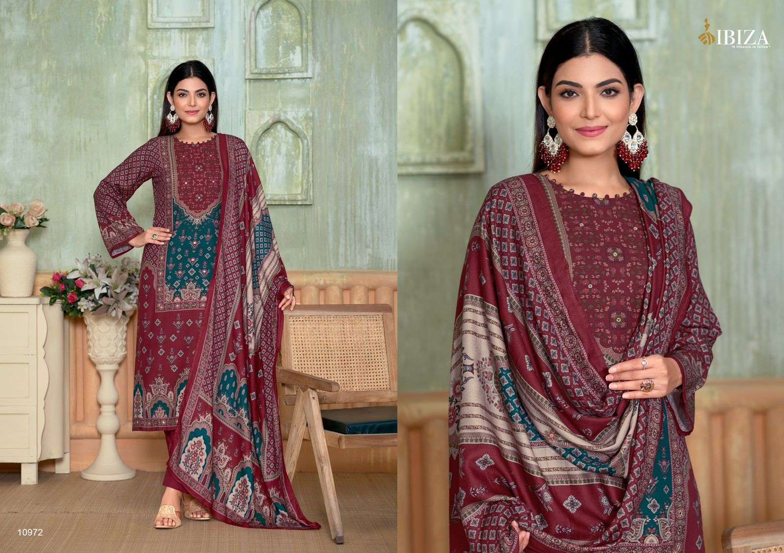 IBIZA MARIYAM FANCY HANDWORK PASHMINA SUIT CATALOGUE WHOLESALER 2024