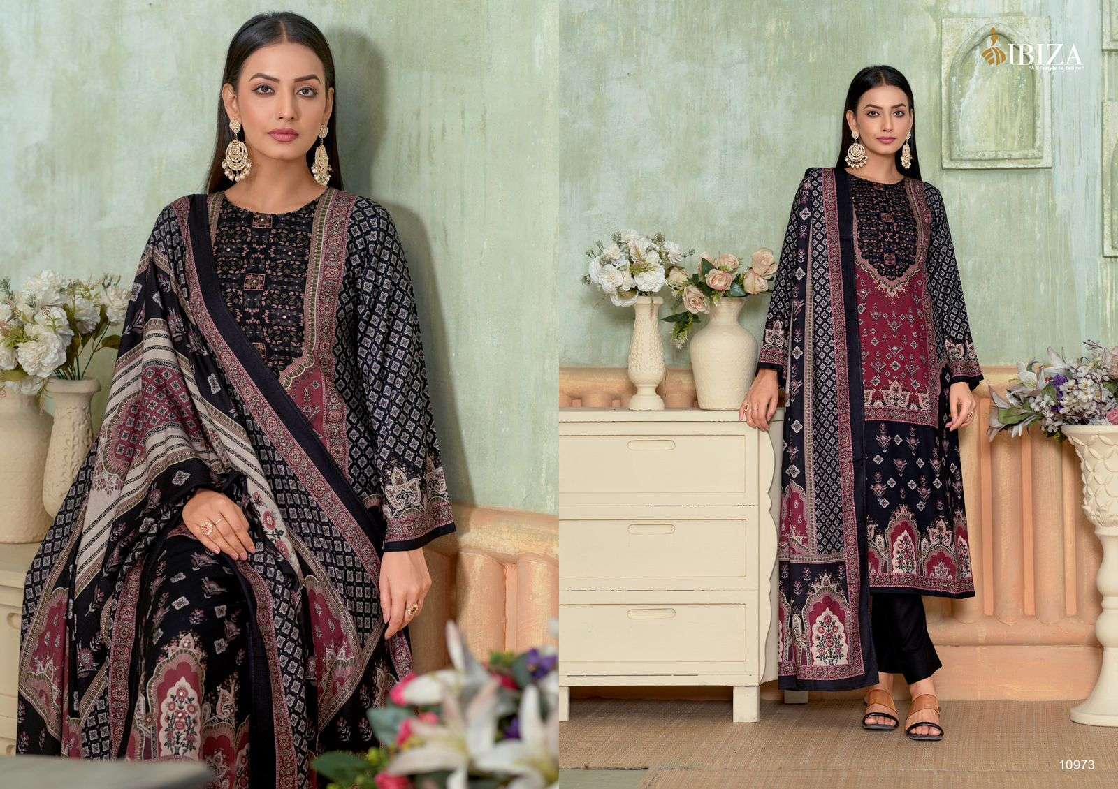 IBIZA MARIYAM FANCY HANDWORK PASHMINA SUIT CATALOGUE WHOLESALER 2024