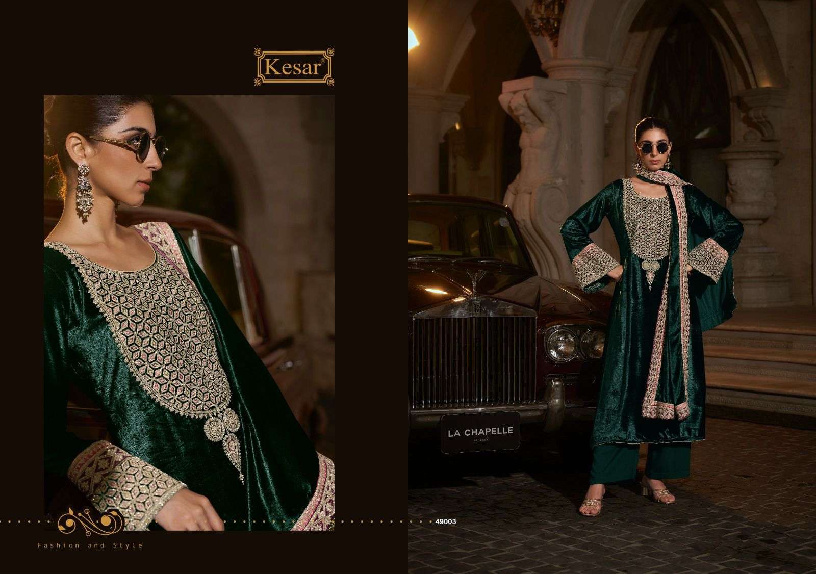 KARACHI PRINTS KESAR LAHZA LATEST DESIGNER VELVET SUIT CATALOGUE WHOLESALER 