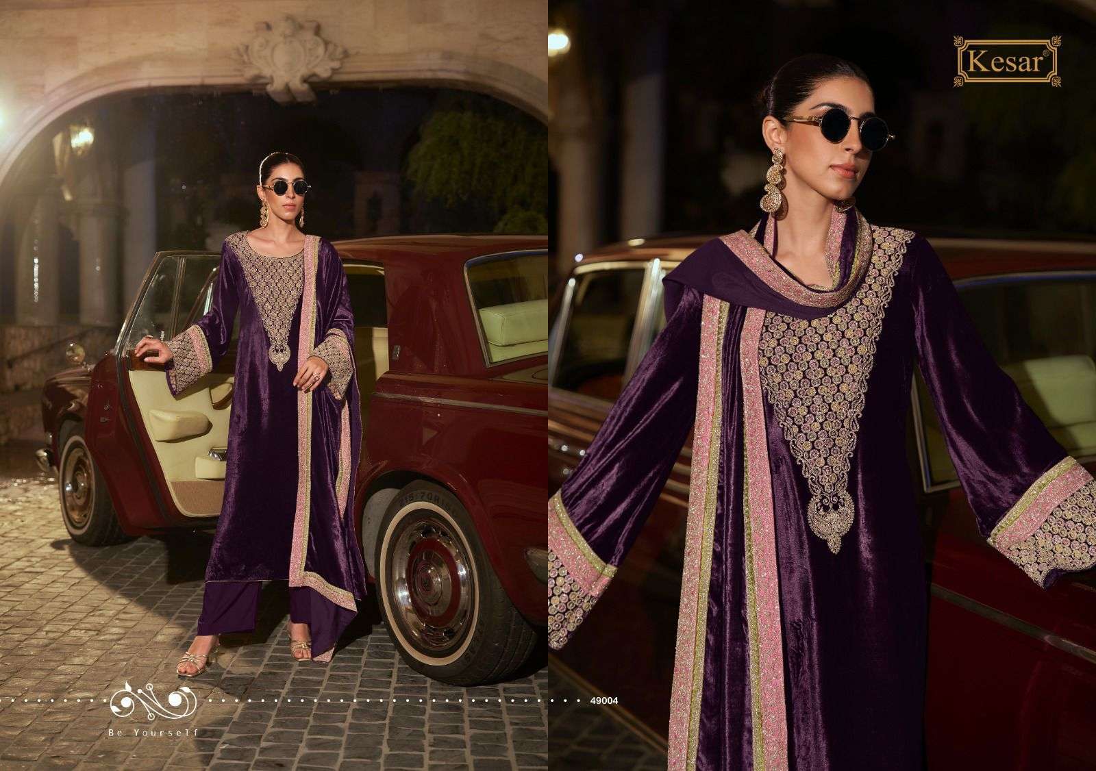 KARACHI PRINTS KESAR LAHZA LATEST DESIGNER VELVET SUIT CATALOGUE WHOLESALER 