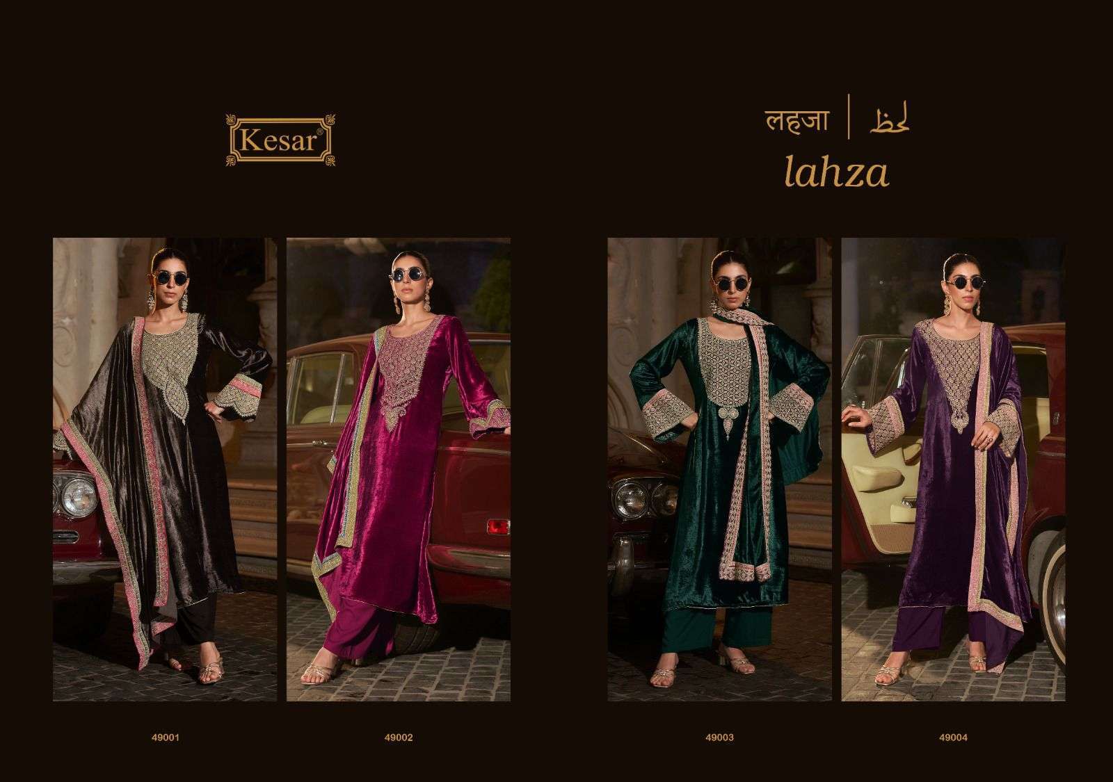 KARACHI PRINTS KESAR LAHZA LATEST DESIGNER VELVET SUIT CATALOGUE WHOLESALER 