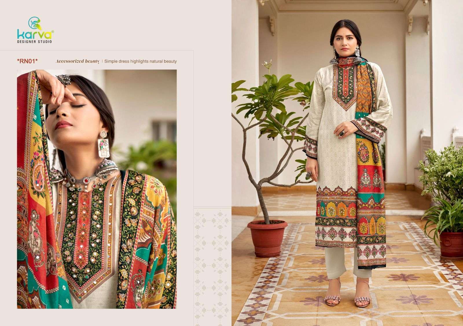 KARVA DESIGNER STUDIO RANCHI VISCOSE MUSLIN LADIES SUIT CATALOGUE WHOLESALER 2024