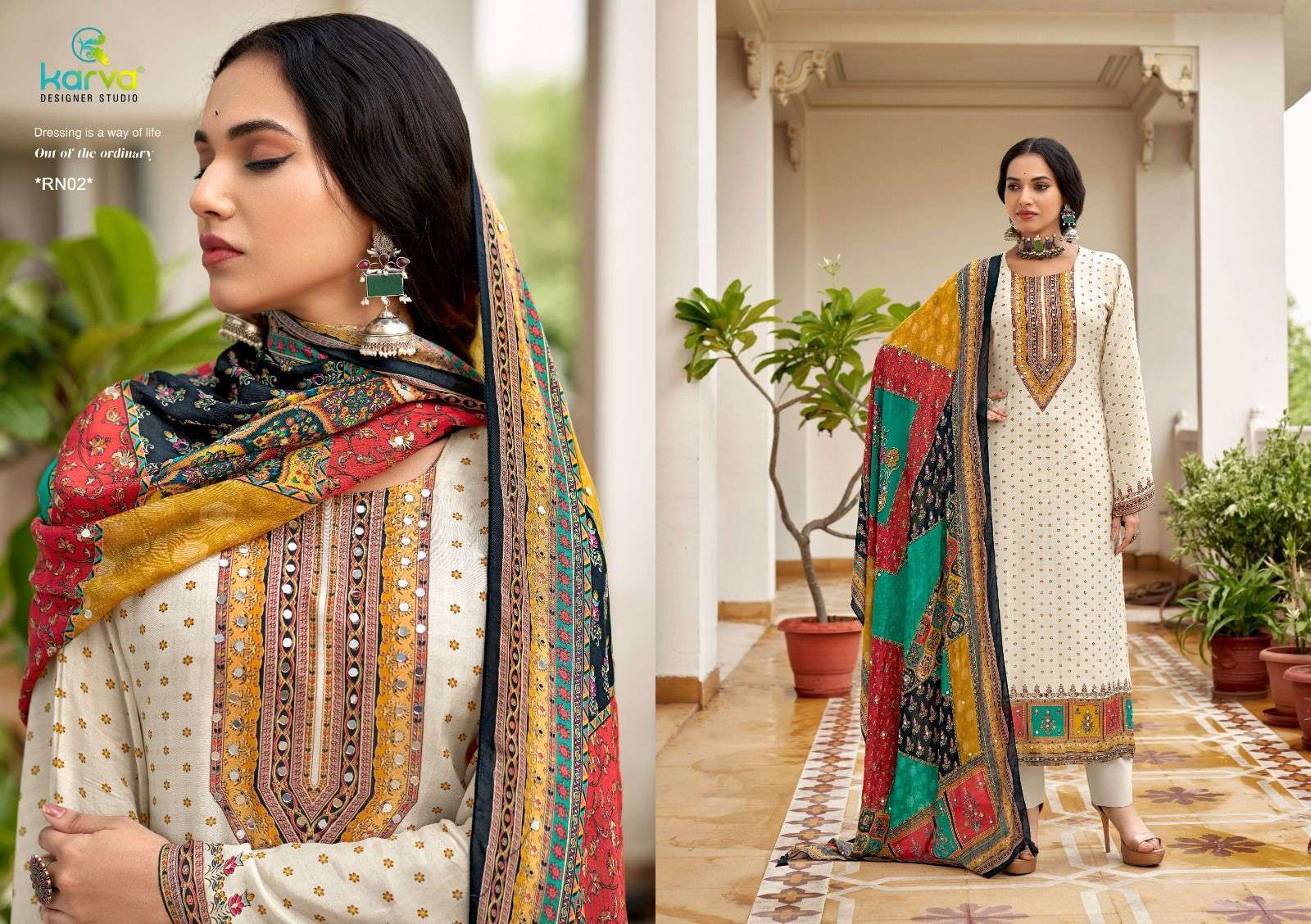 KARVA DESIGNER STUDIO RANCHI VISCOSE MUSLIN LADIES SUIT CATALOGUE WHOLESALER 2024