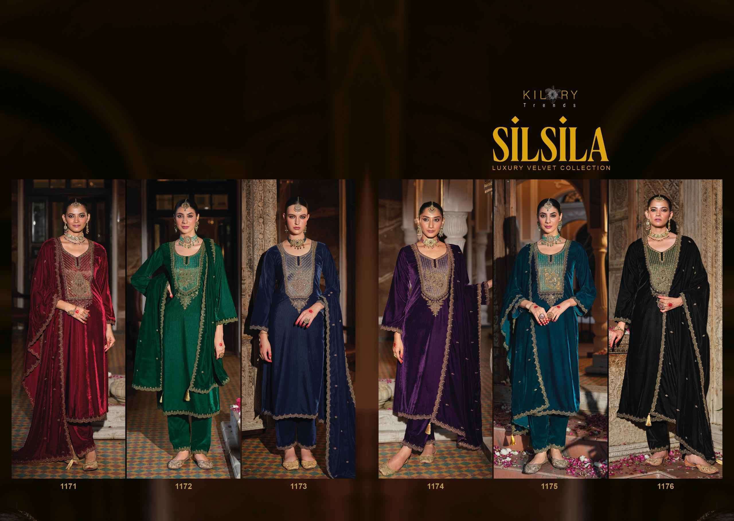 KILORY SILSILA EXCLUSIVE STYLISH VELVET SUIT CATALOGUE DEALERS EXPORTER 