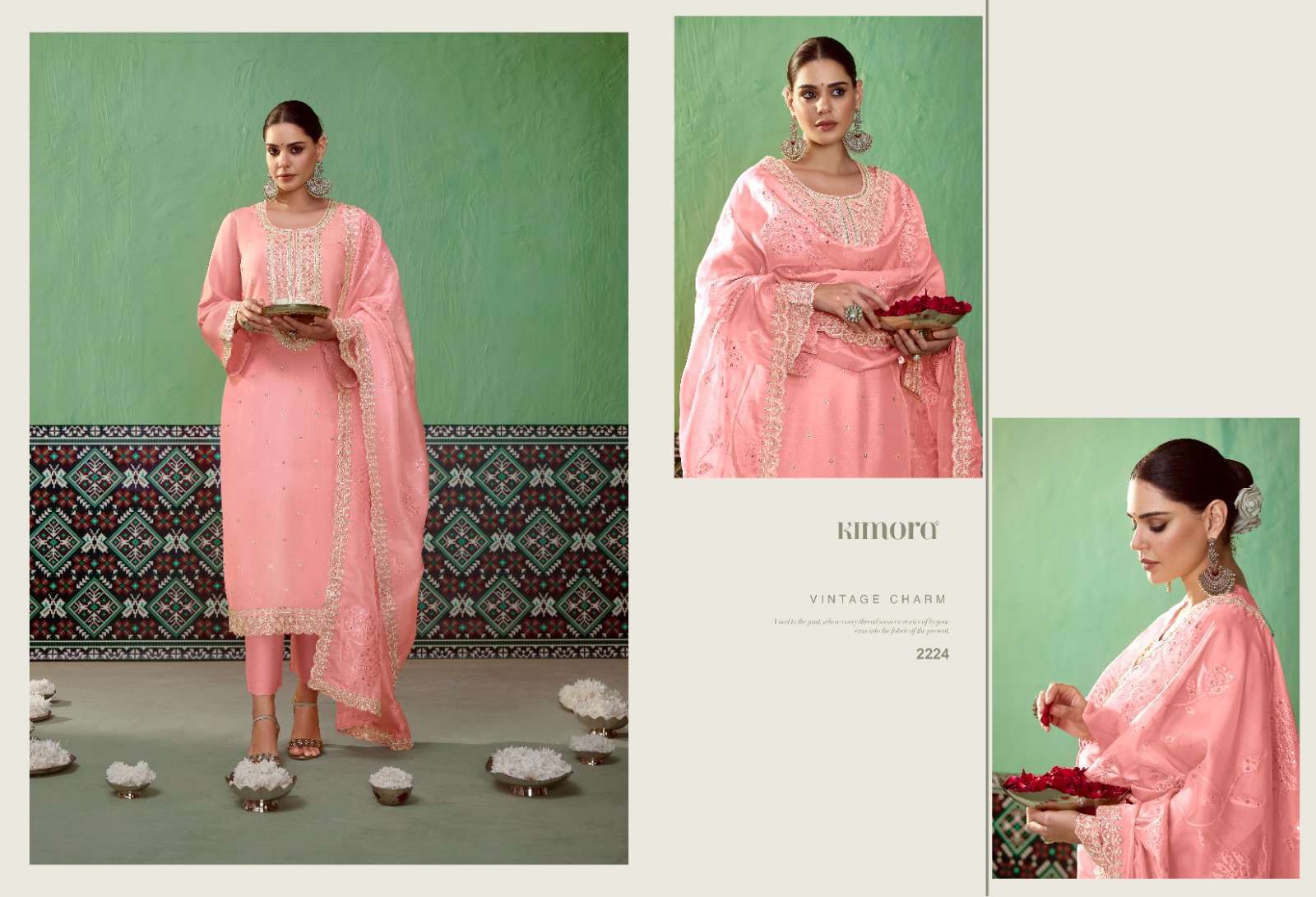 KIMORA HEER SAVERA PARTYWEAR DESIGNER SILK SUIT CATALOGUE WHOLESALER 2024