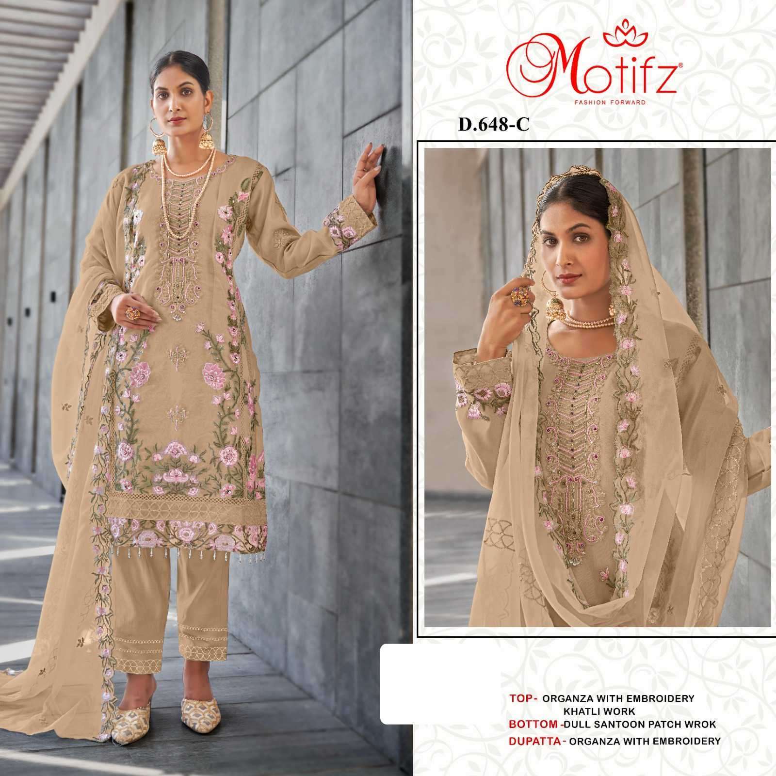 MOTIFZ D 648 COLORS FANCY KHATLI WORK PAKISTANI DRESS NEW COLLECTION WHOLESALER 2024