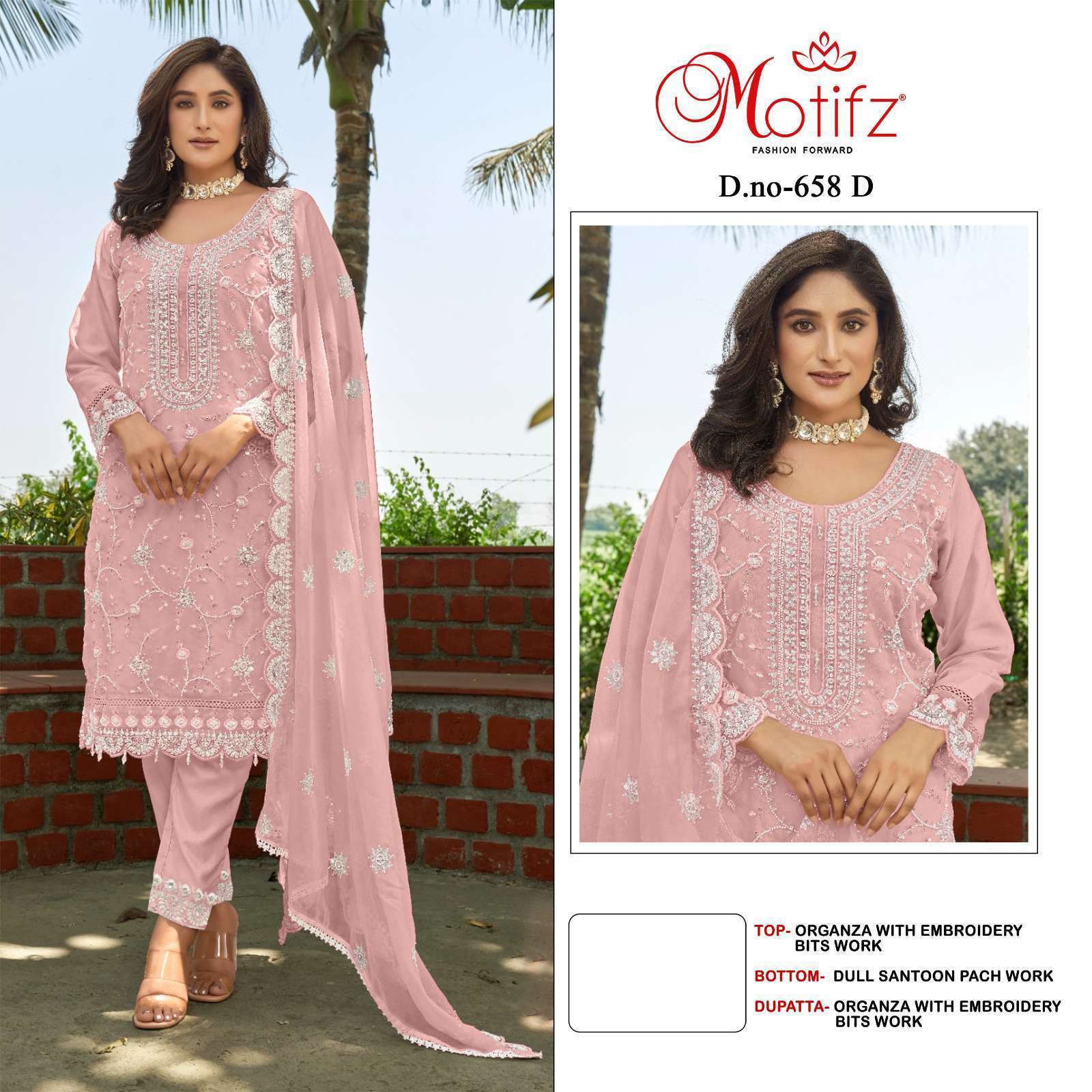 MOTIFZ D 658 COLORS DESIGNER ORGANZA WITH EMBROIDERY PAKISTANI DRESS WHOLESALER 
