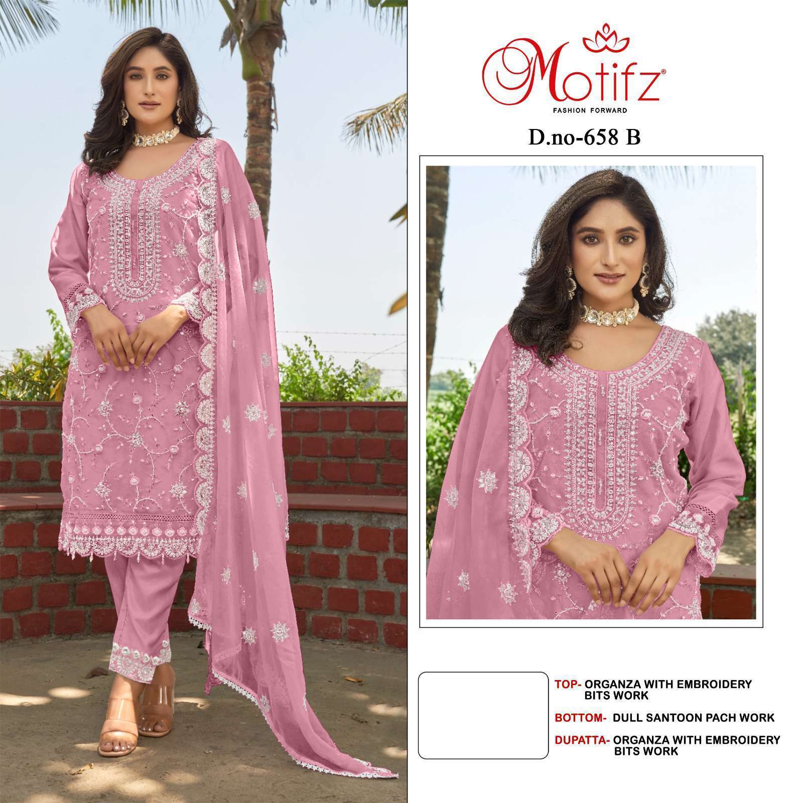 MOTIFZ D 658 COLORS DESIGNER ORGANZA WITH EMBROIDERY PAKISTANI DRESS WHOLESALER 