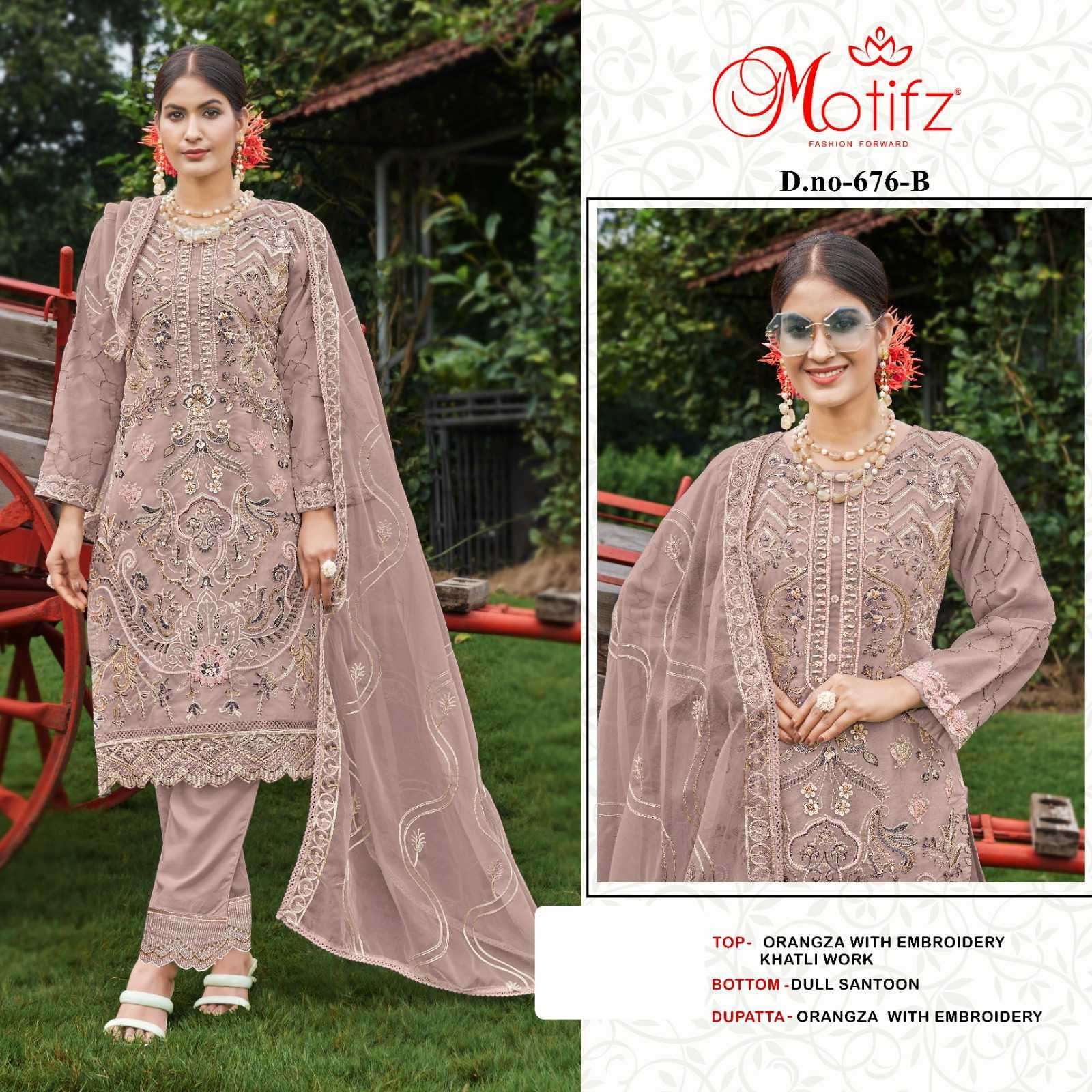 MOTIFZ D 676 COLORS ORGANZA PAKISTANI SUIT COLLECTION WHOLESALER 2024