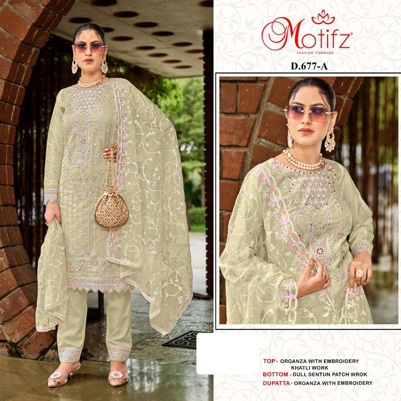 MOTIFZ D 677 COLORS DESIGNER WORK PAKISTANI SUIT COLLECTION WHOLESALER 2024