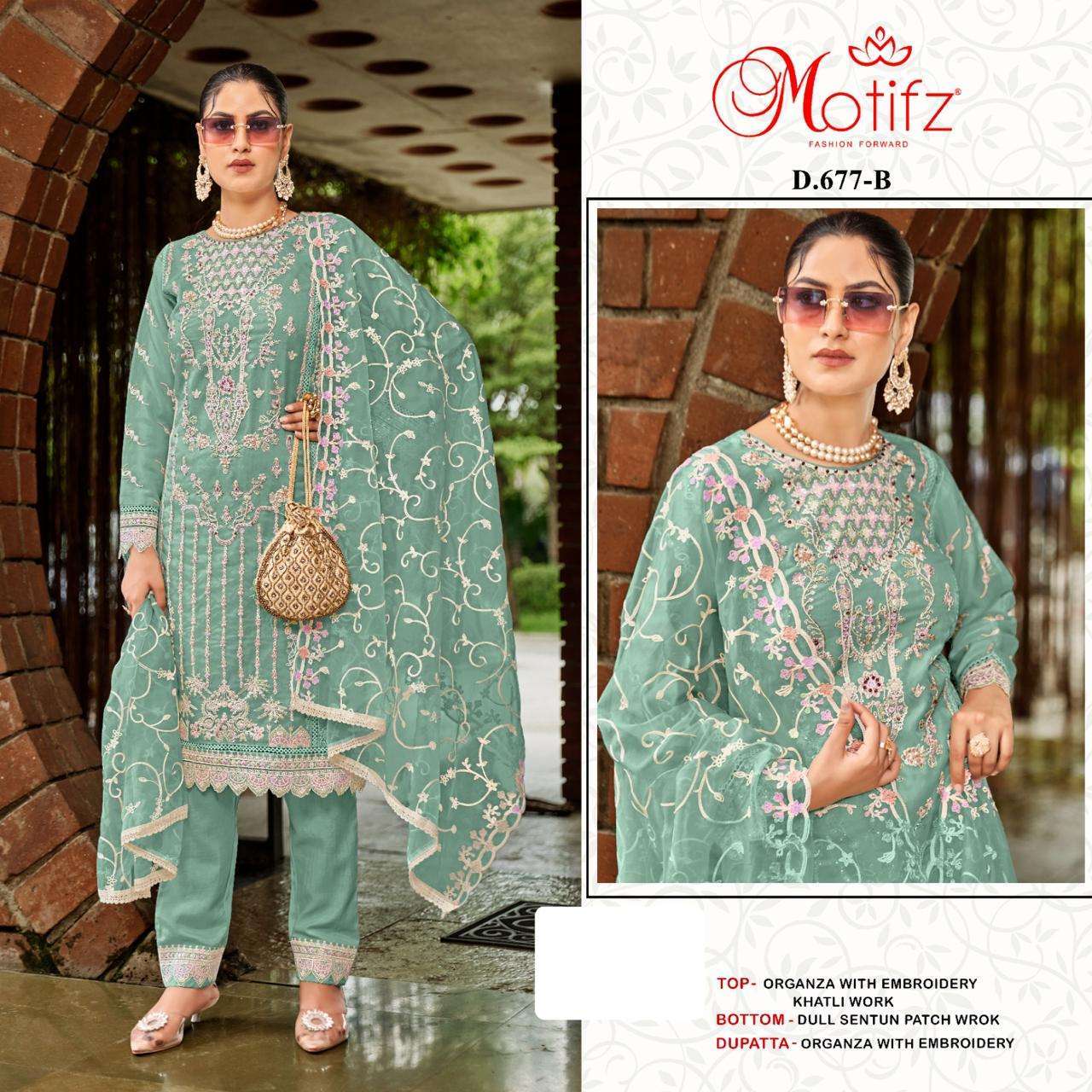 MOTIFZ D 677 COLORS DESIGNER WORK PAKISTANI SUIT COLLECTION WHOLESALER 2024