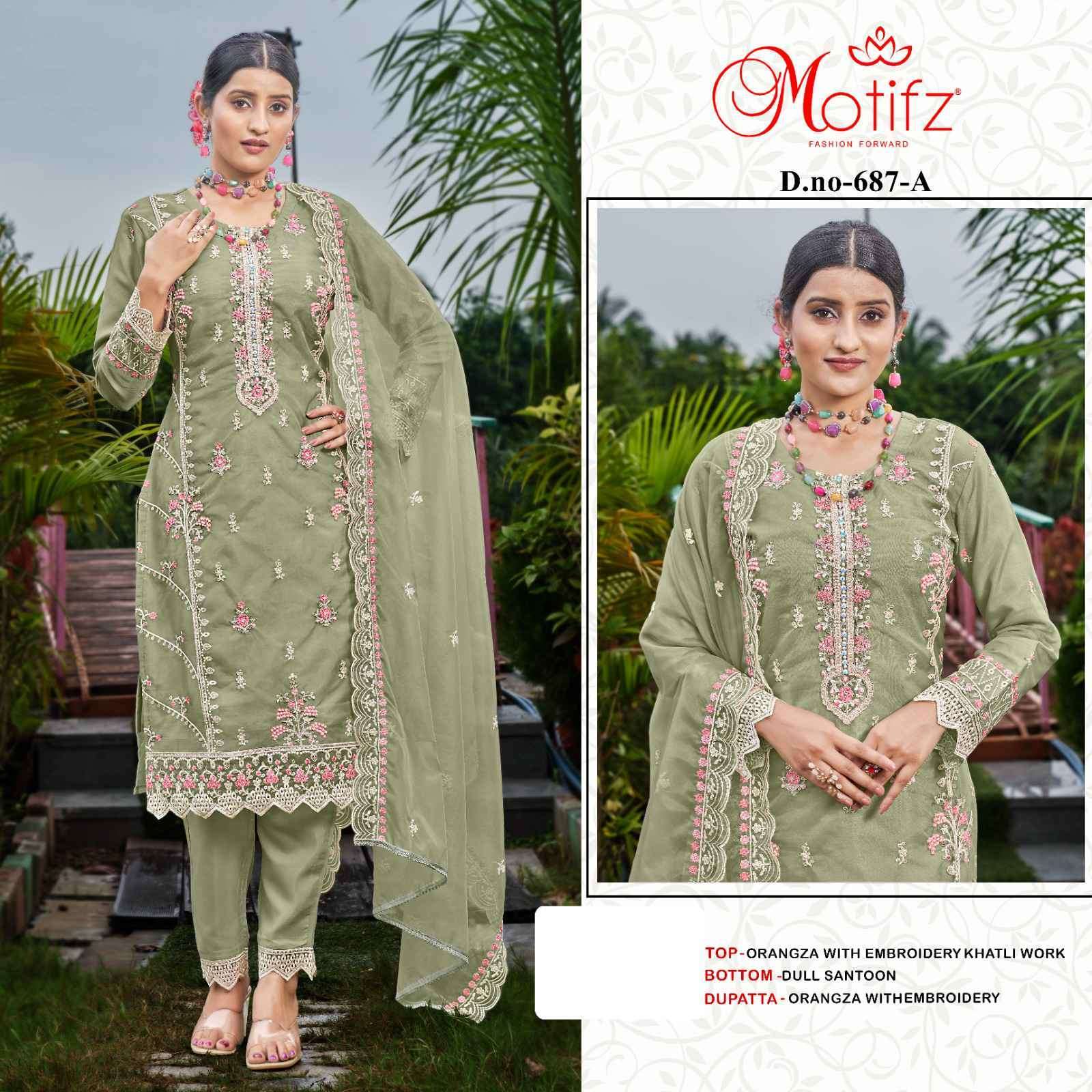 MOTIFZ D 678 COLORS ORGANZA PAKISTANI SUIT COLLECTION WHOLESALER 2024