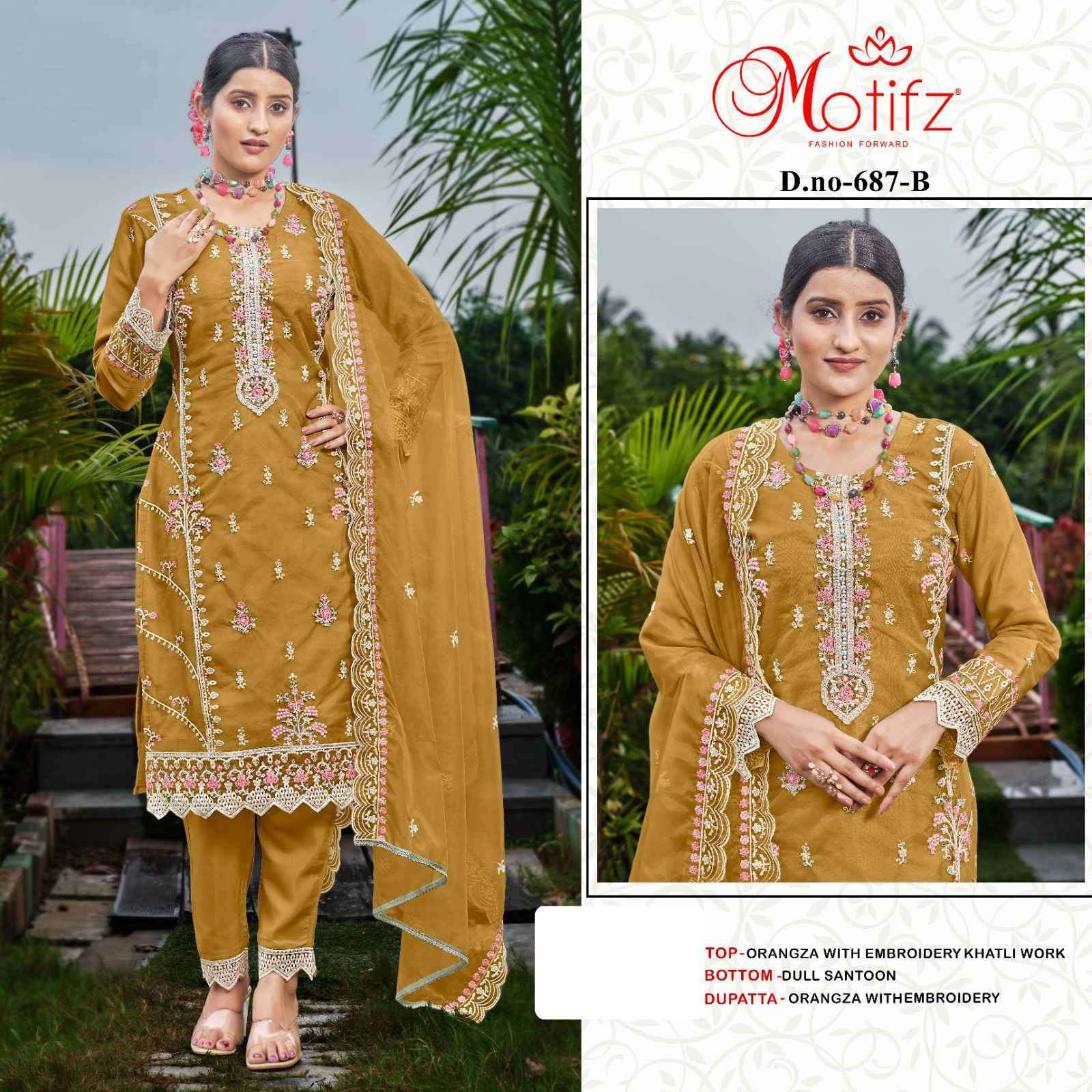 MOTIFZ D 678 COLORS ORGANZA PAKISTANI SUIT COLLECTION WHOLESALER 2024