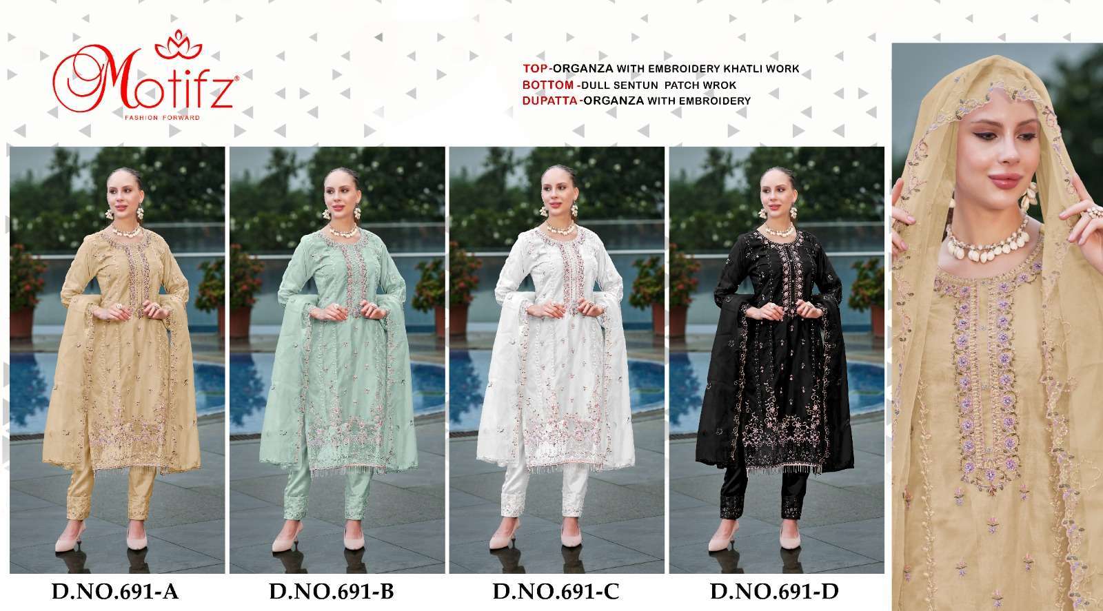 MOTIFZ D 691 COLORS EXCLUSIVE PAKISTANI SUIT CATALOG WHOLESALER 2024