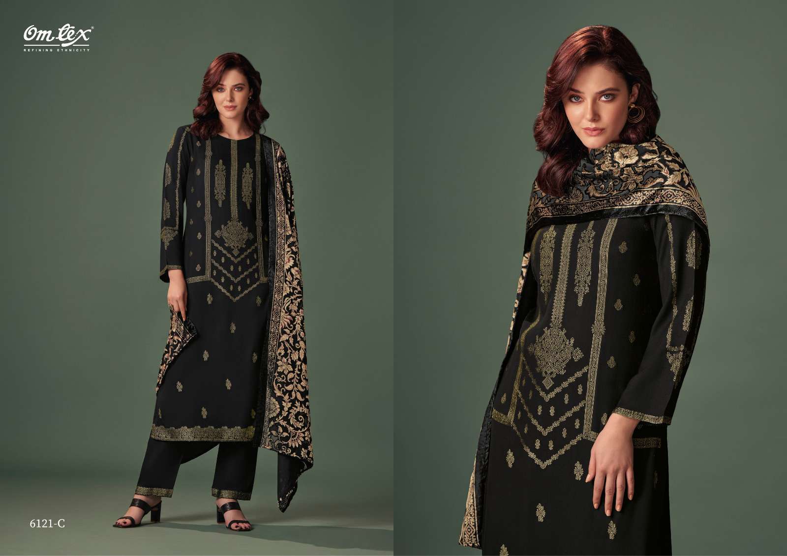 OMTEX SEVI PARTYWEAR STYLE PASHMINA JACQUARD SUIT CATALOGUE 2024