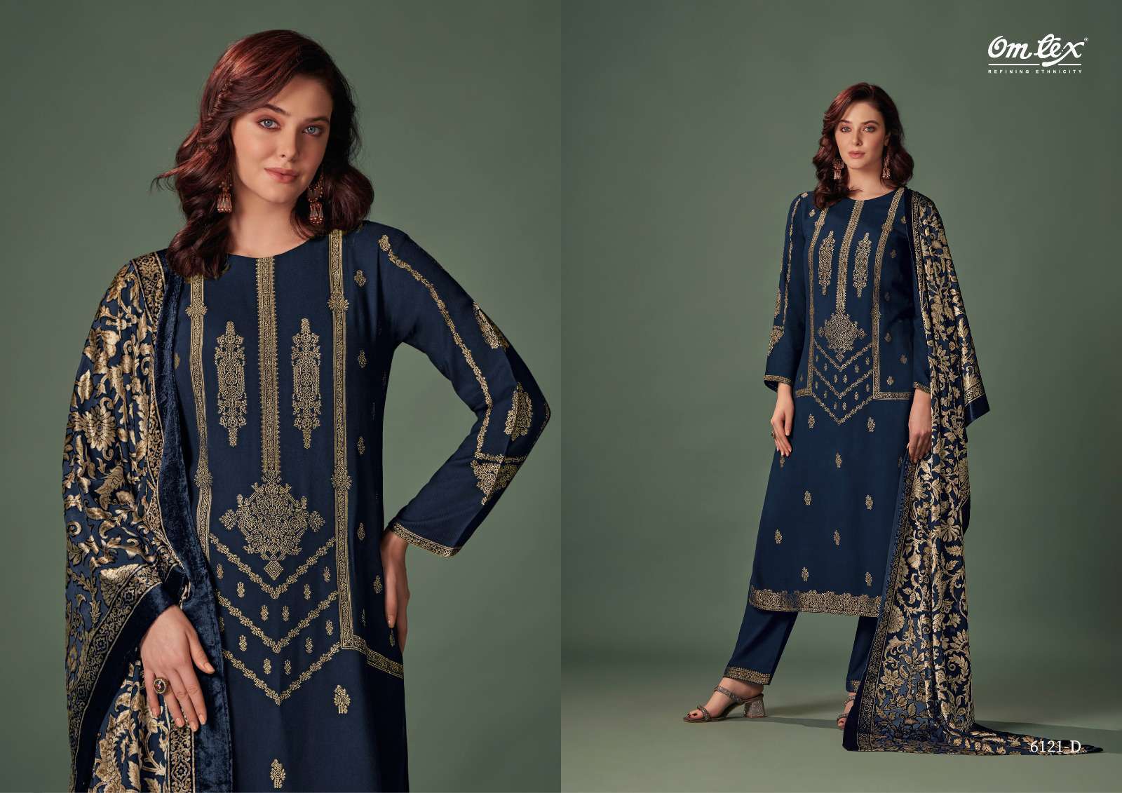 OMTEX SEVI PARTYWEAR STYLE PASHMINA JACQUARD SUIT CATALOGUE 2024
