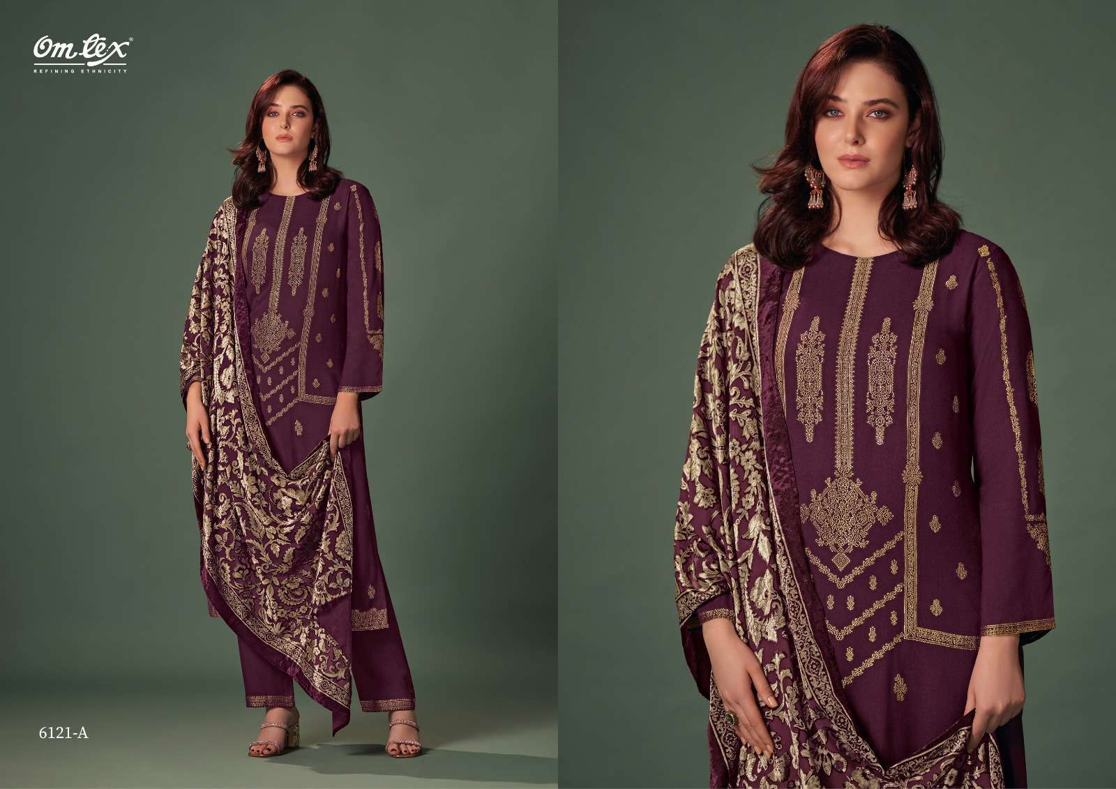 OMTEX SEVI PARTYWEAR STYLE PASHMINA JACQUARD SUIT CATALOGUE 2024