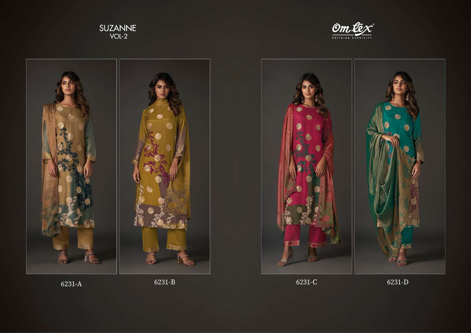 OMTEX SUZANNE VOL 2 JACQUARD MUSLIN SUIT CATALOGUE WHOLESALER 2024