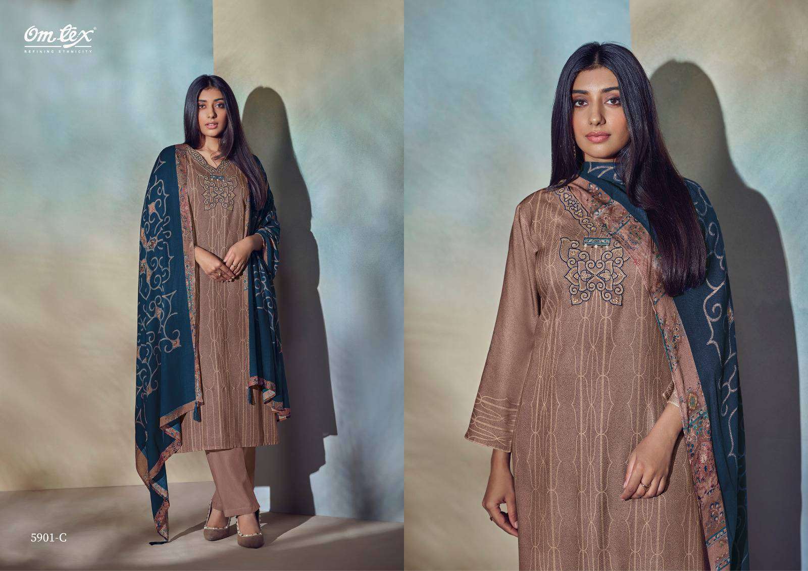 OMTEX ZIVA EXCLUSIVE DIGITAL PRINT PURE PASHMINA SUIT CATALOGUE WHOLESALER 2024