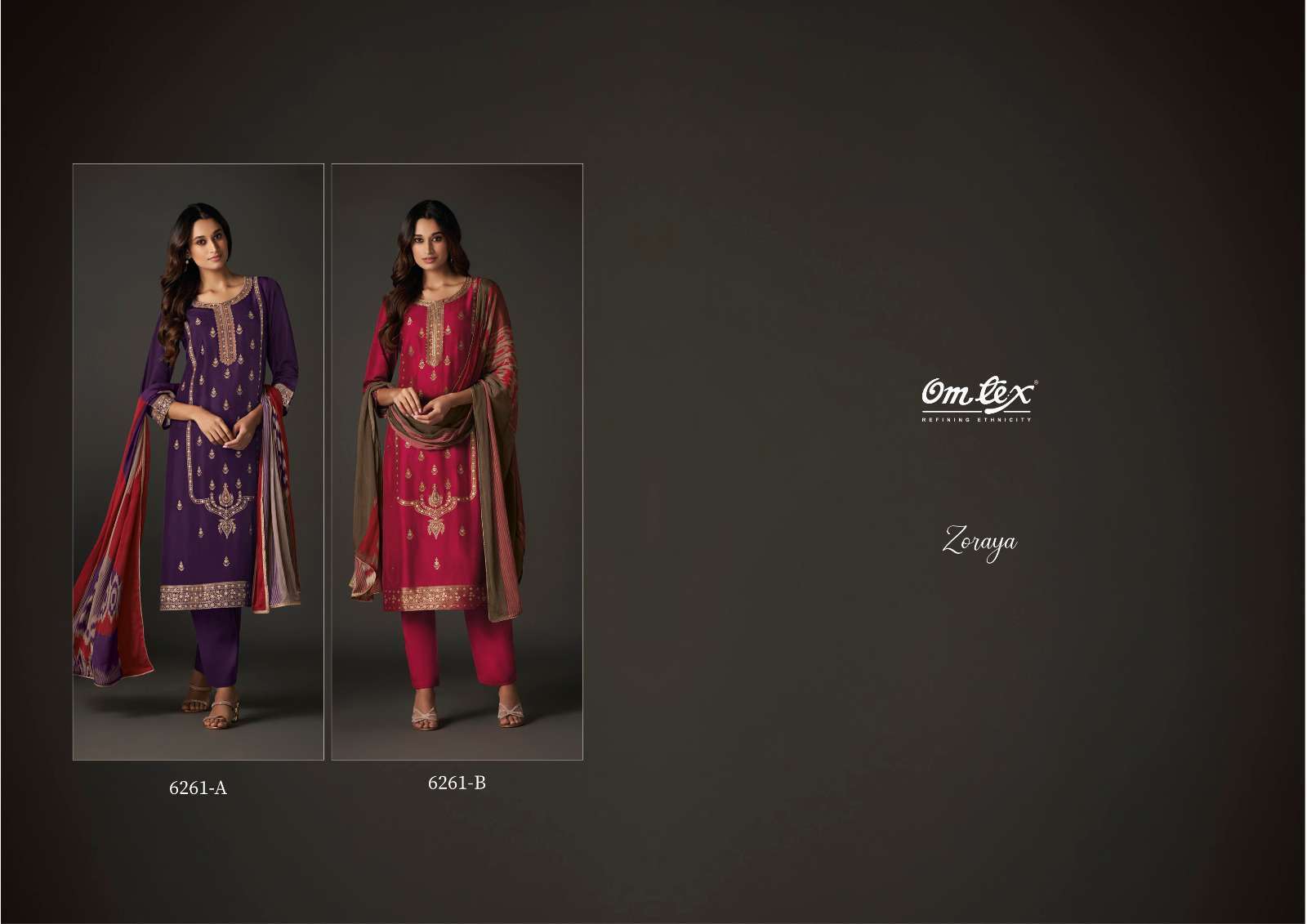 OMTEX ZORAYA DESIGNER BANARASI JACQUARD SUIT CATALOG SUPPLIER WHOLESALER 2024