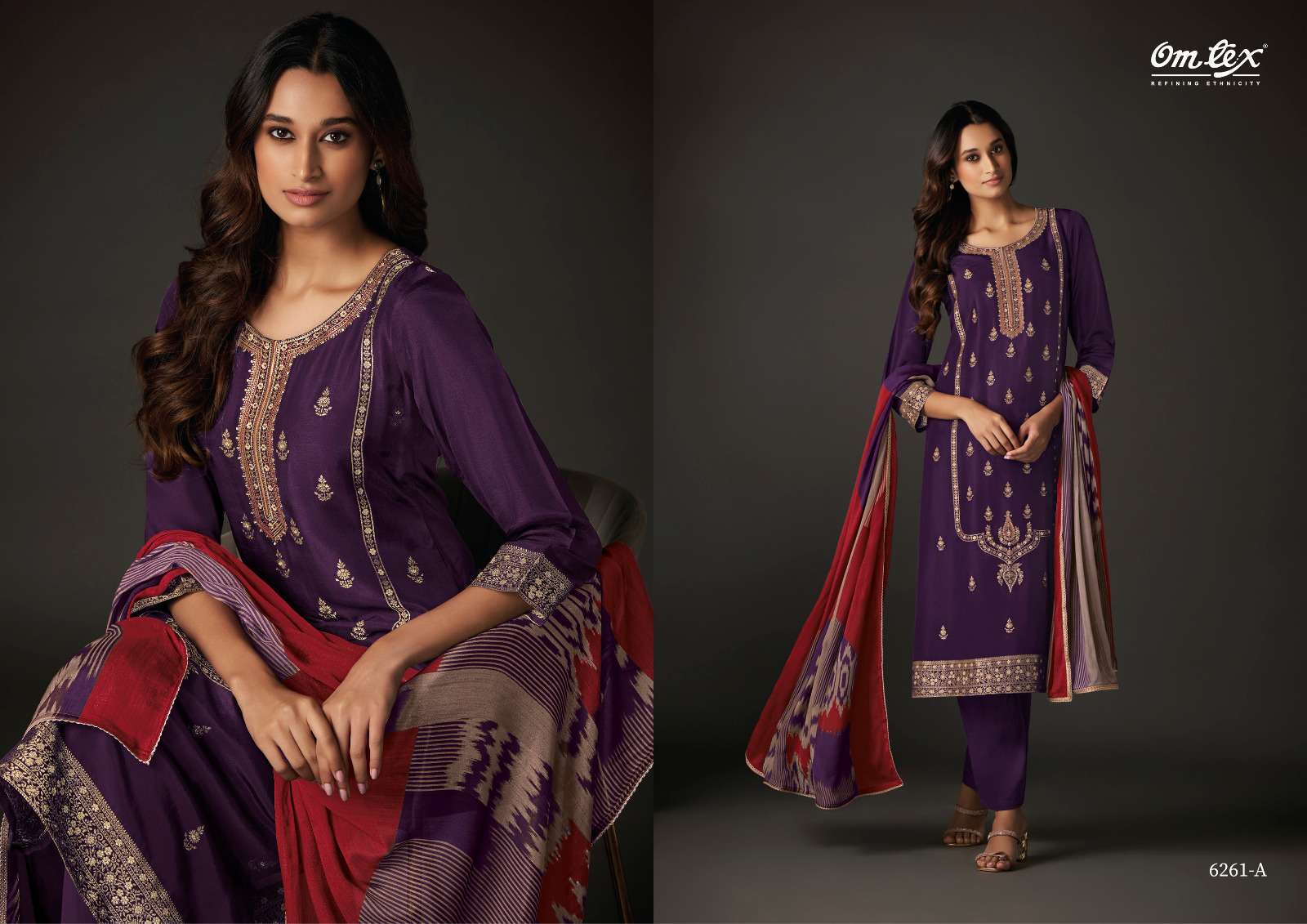 OMTEX ZORAYA DESIGNER BANARASI JACQUARD SUIT CATALOG SUPPLIER WHOLESALER 2024