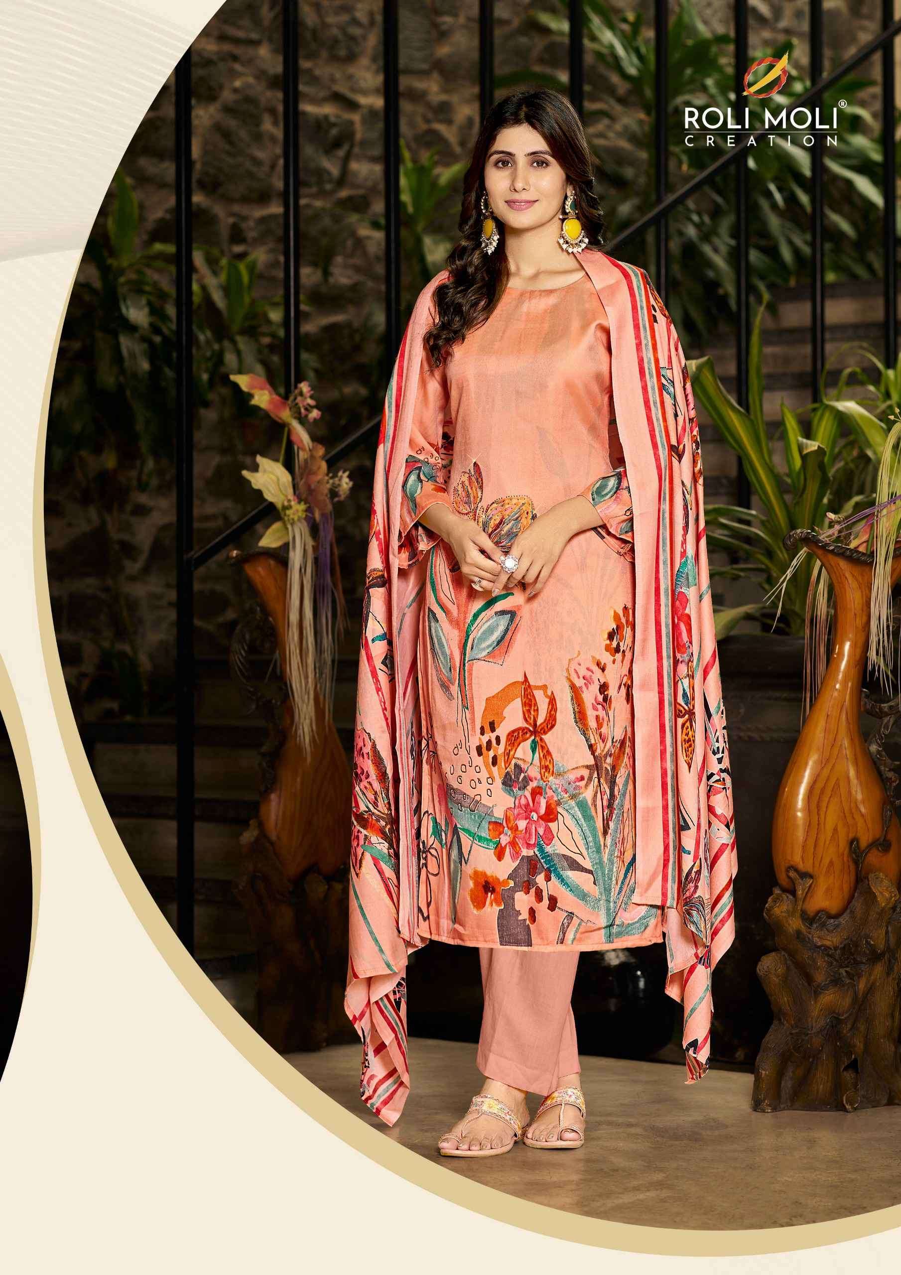 ROLI MOLI JASMEEN PRINTED PASHMINA DRESS MATERIAL WINTER SUIT CATALOGUE 2024