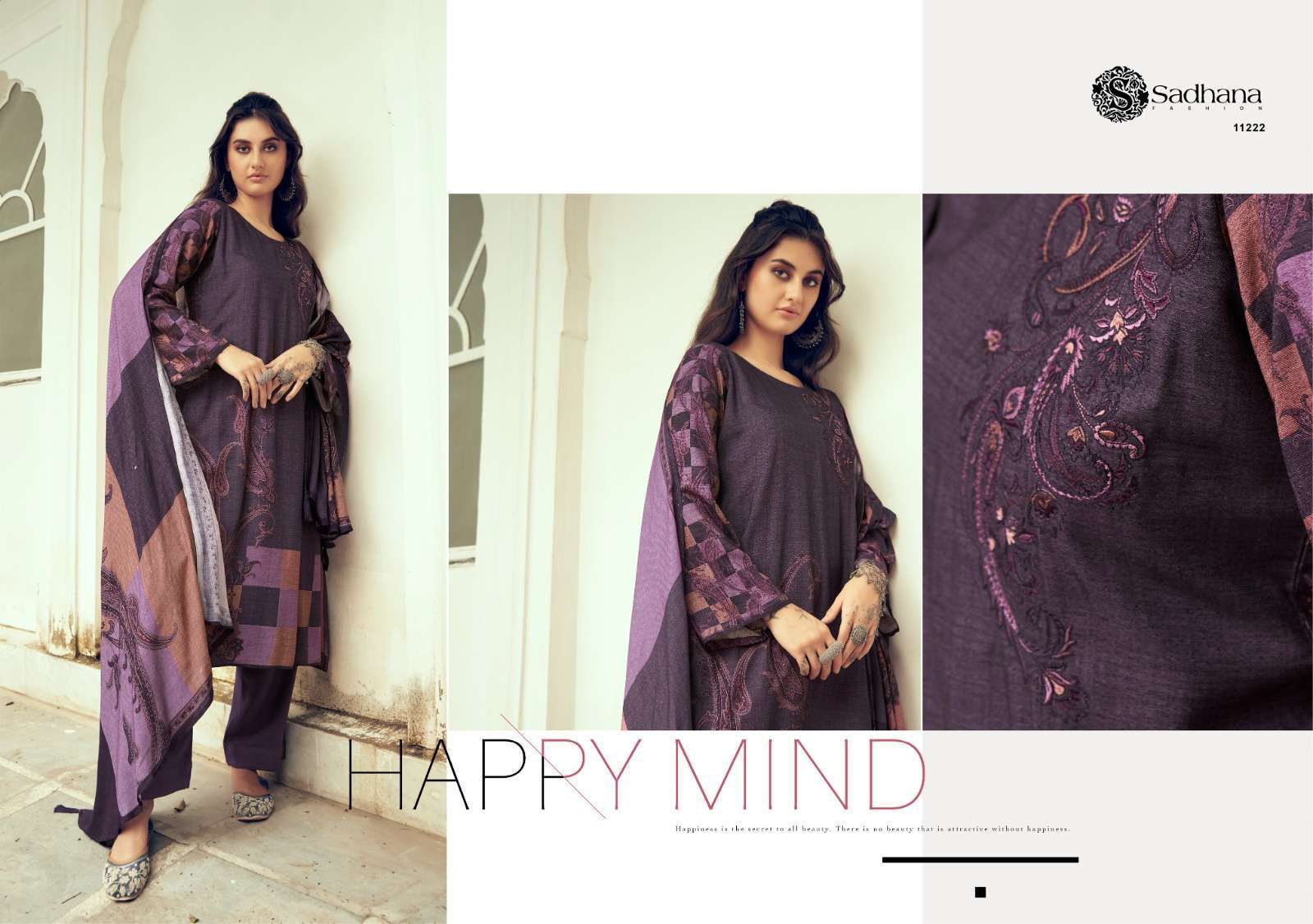 SADHANA AZARA FANCY VISCOSE PASHMINA SUIT CATALOG EXPORTER 2024
