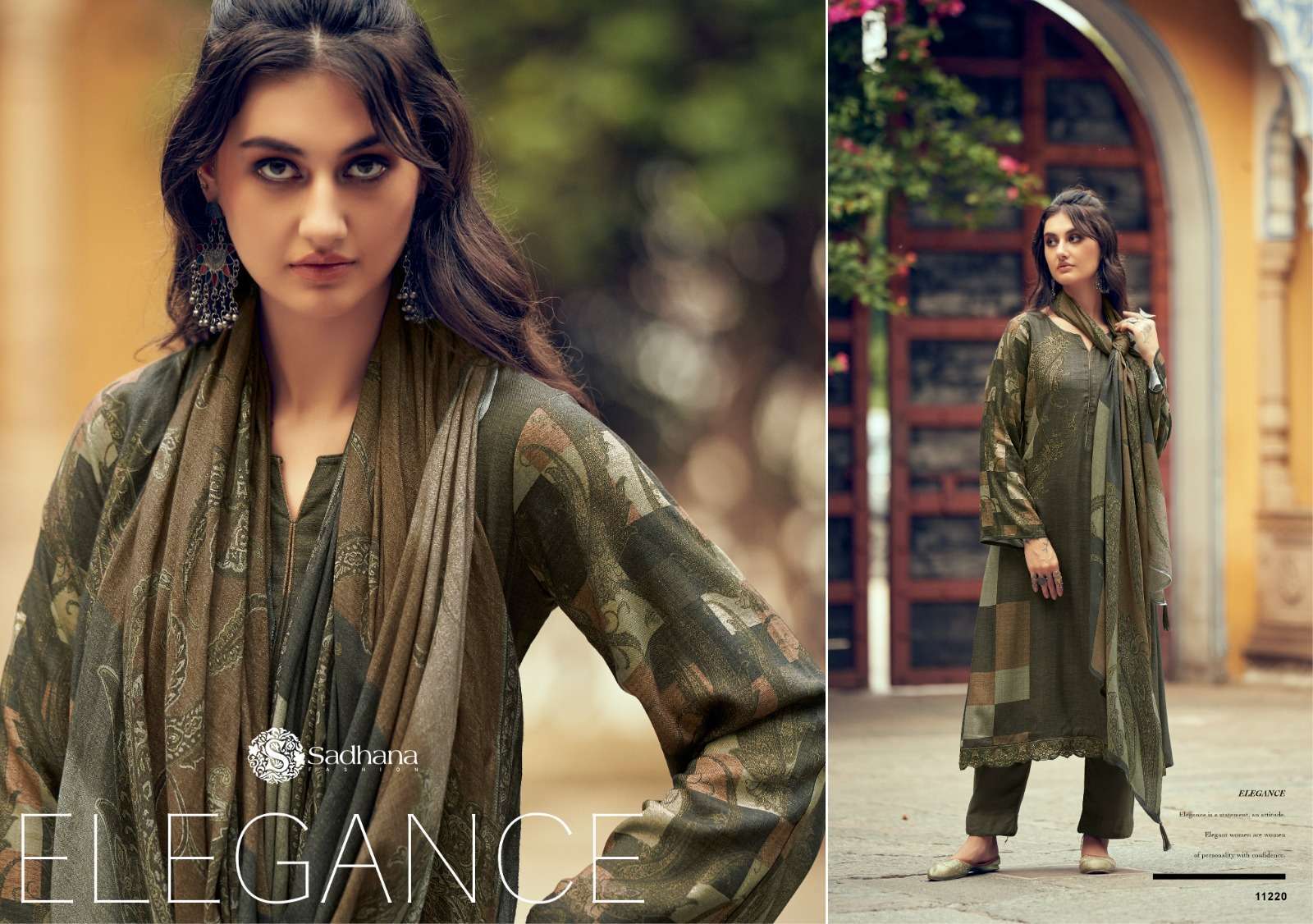 SADHANA AZARA FANCY VISCOSE PASHMINA SUIT CATALOG EXPORTER 2024
