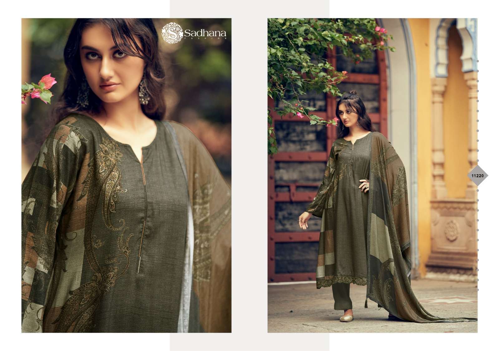 SADHANA AZARA FANCY VISCOSE PASHMINA SUIT CATALOG EXPORTER 2024