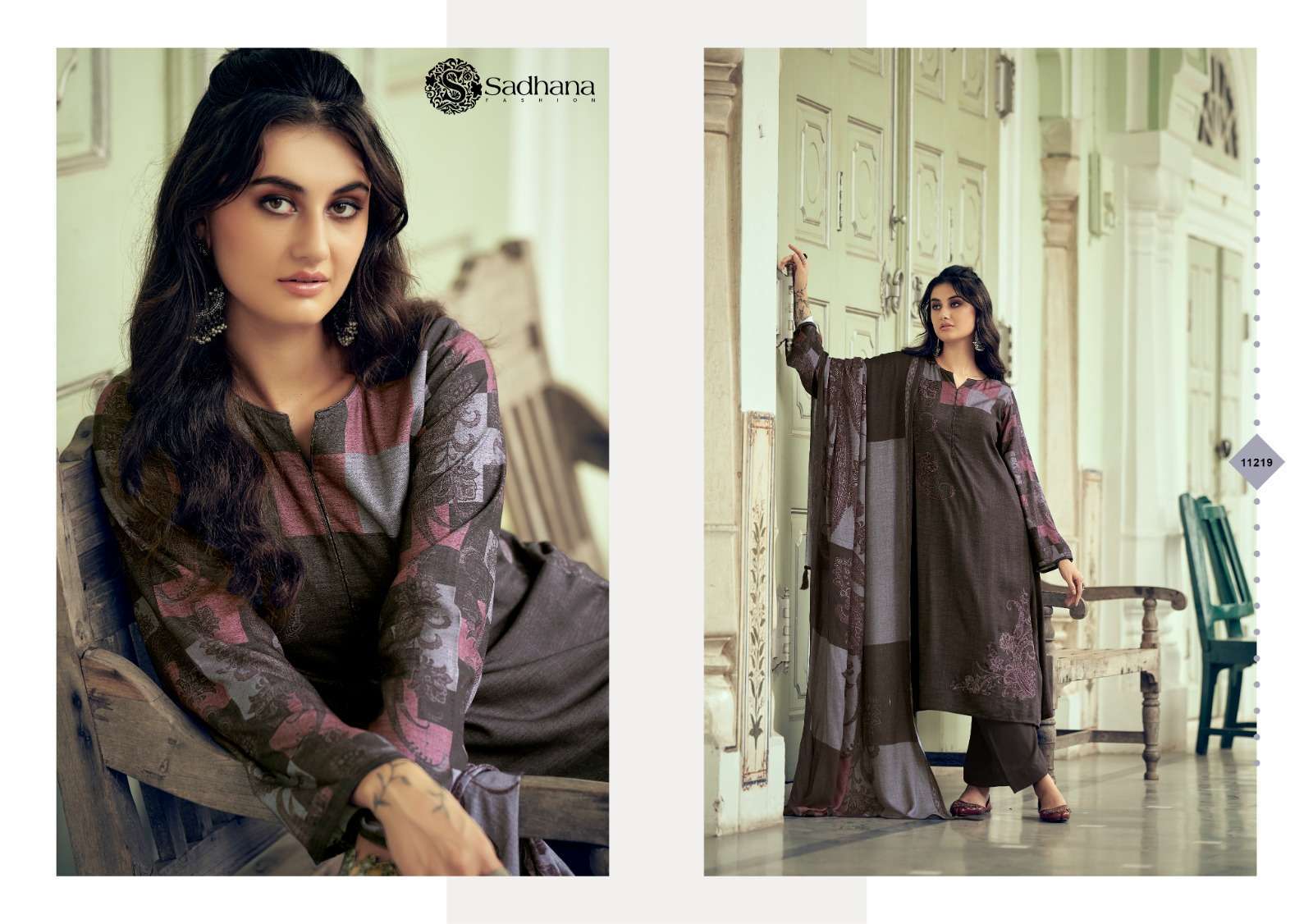 SADHANA AZARA FANCY VISCOSE PASHMINA SUIT CATALOG EXPORTER 2024