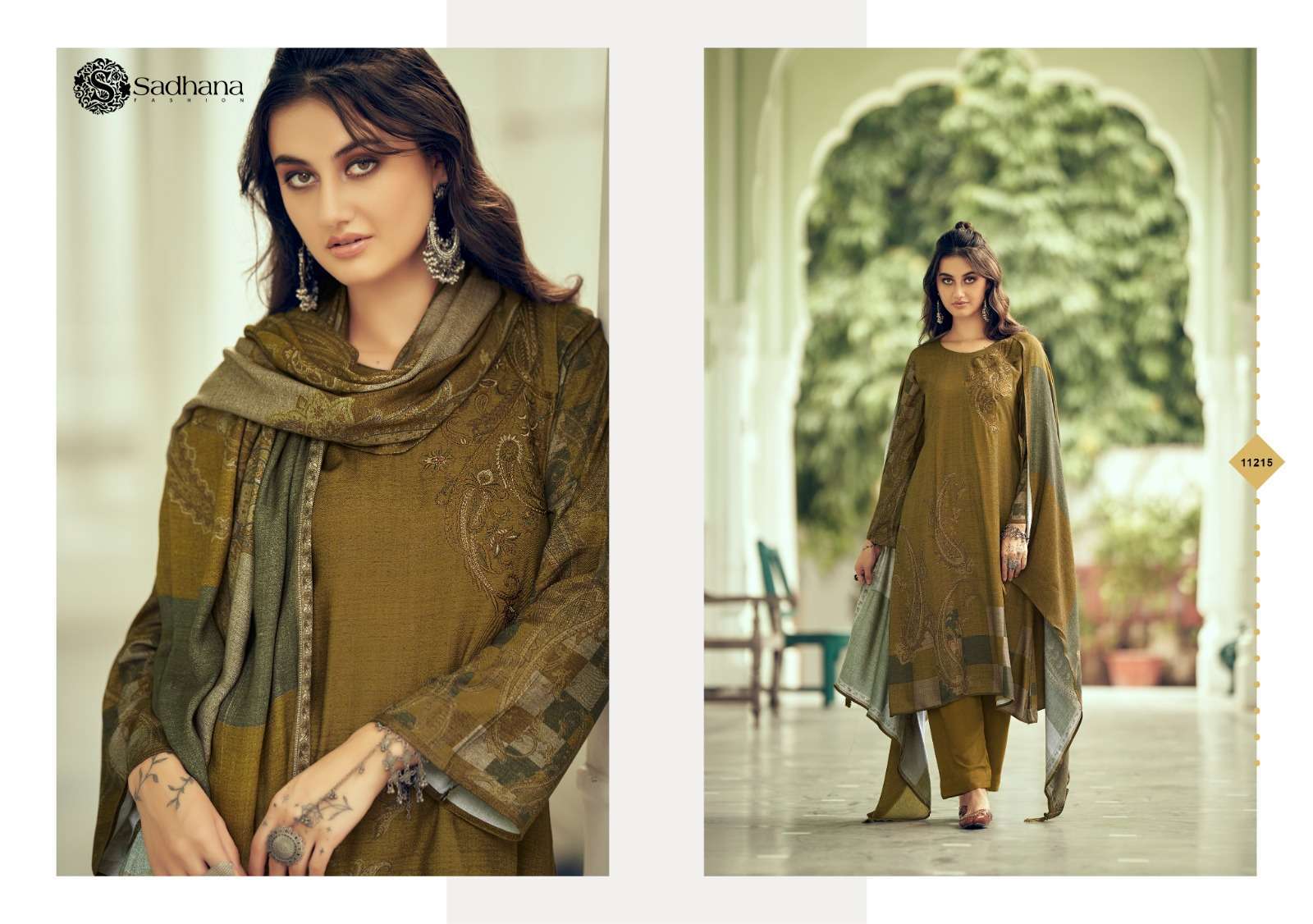 SADHANA AZARA FANCY VISCOSE PASHMINA SUIT CATALOG EXPORTER 2024