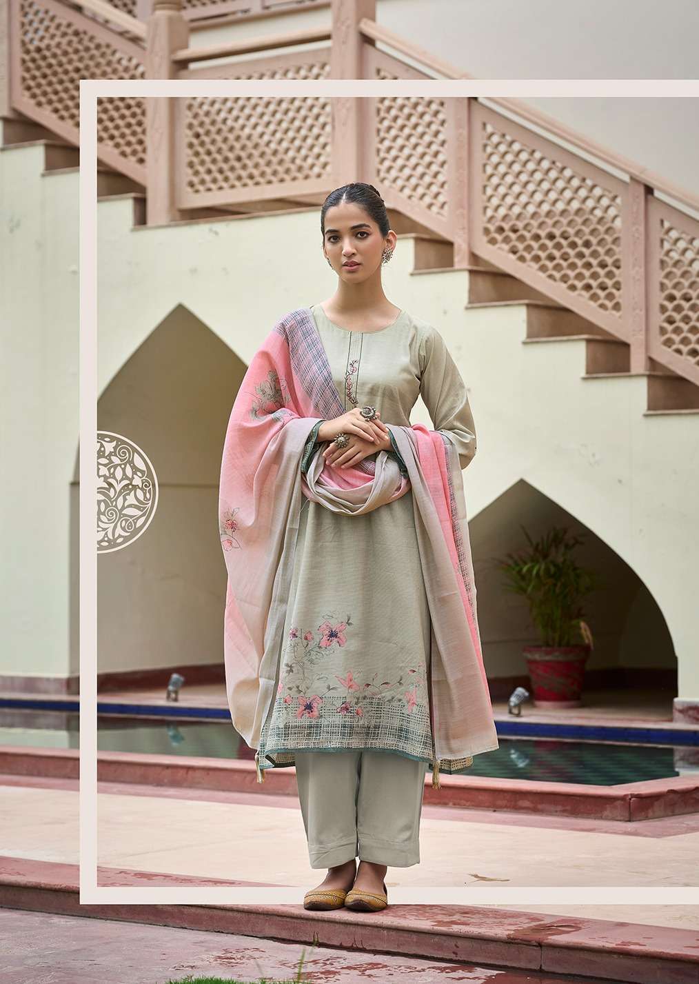 SADHANA MEHER FANCY WORK MUSLIN SILK SUIT CATALOGUE WHOLESALE PRICE 2024