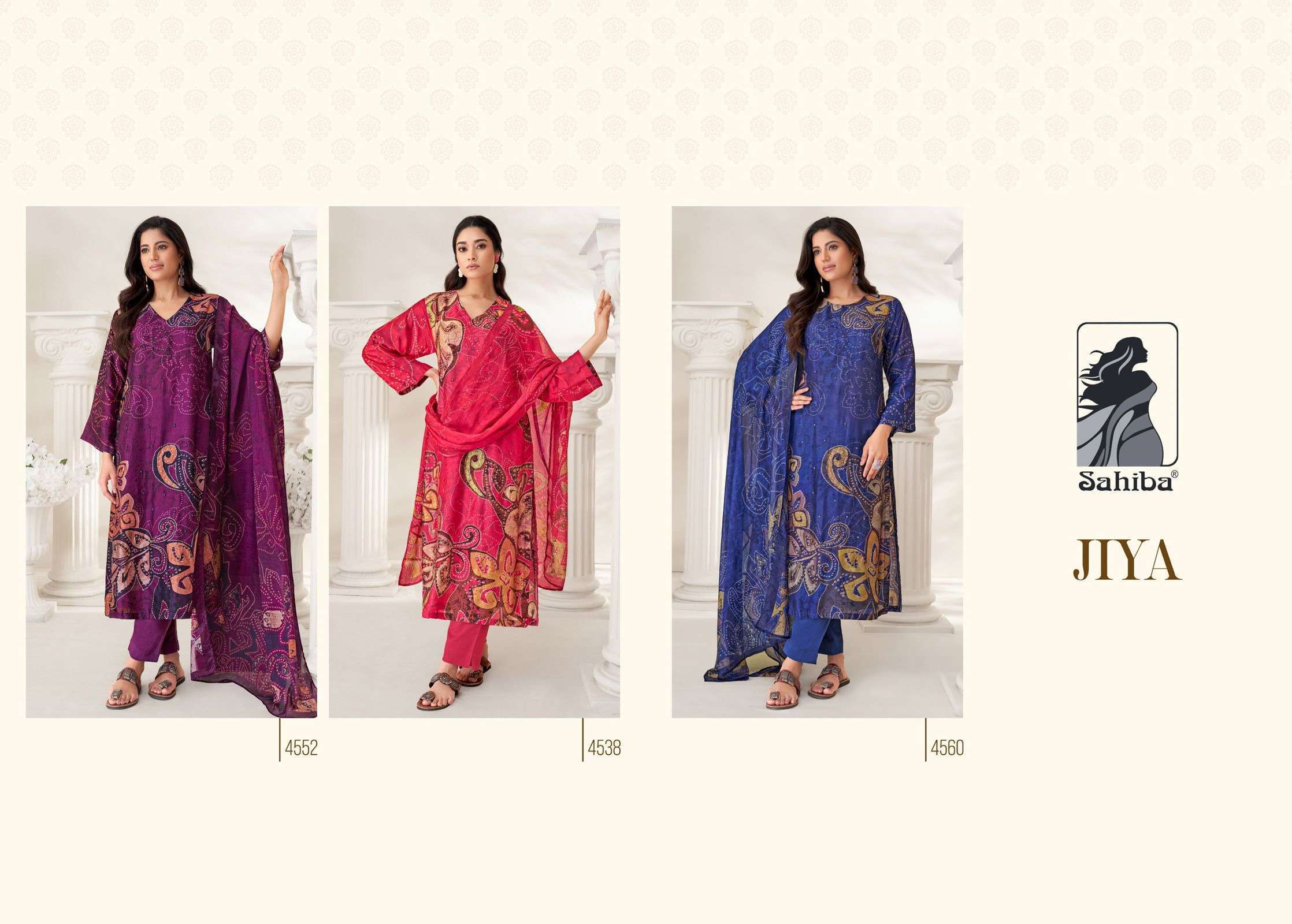 SAHIBA JIYA DESIGNER STYLE RUSSIAN SILK SUIT CATALOG EXPORTER 2024