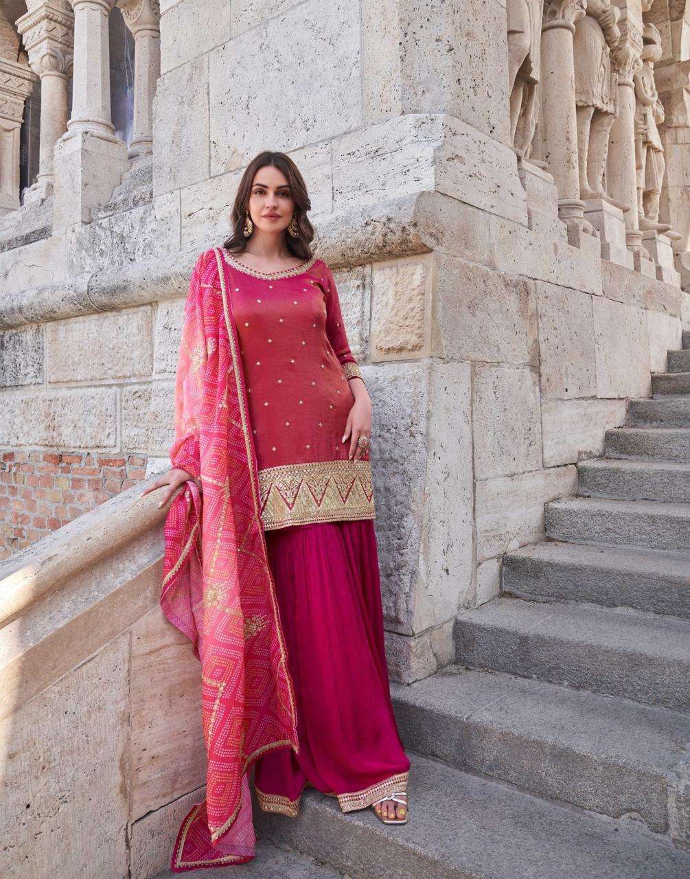 SAYURI SAKHI 5646 TO 5649 PARTYWEAR SHARARA DRESS CATALOG EXPORTER 2024